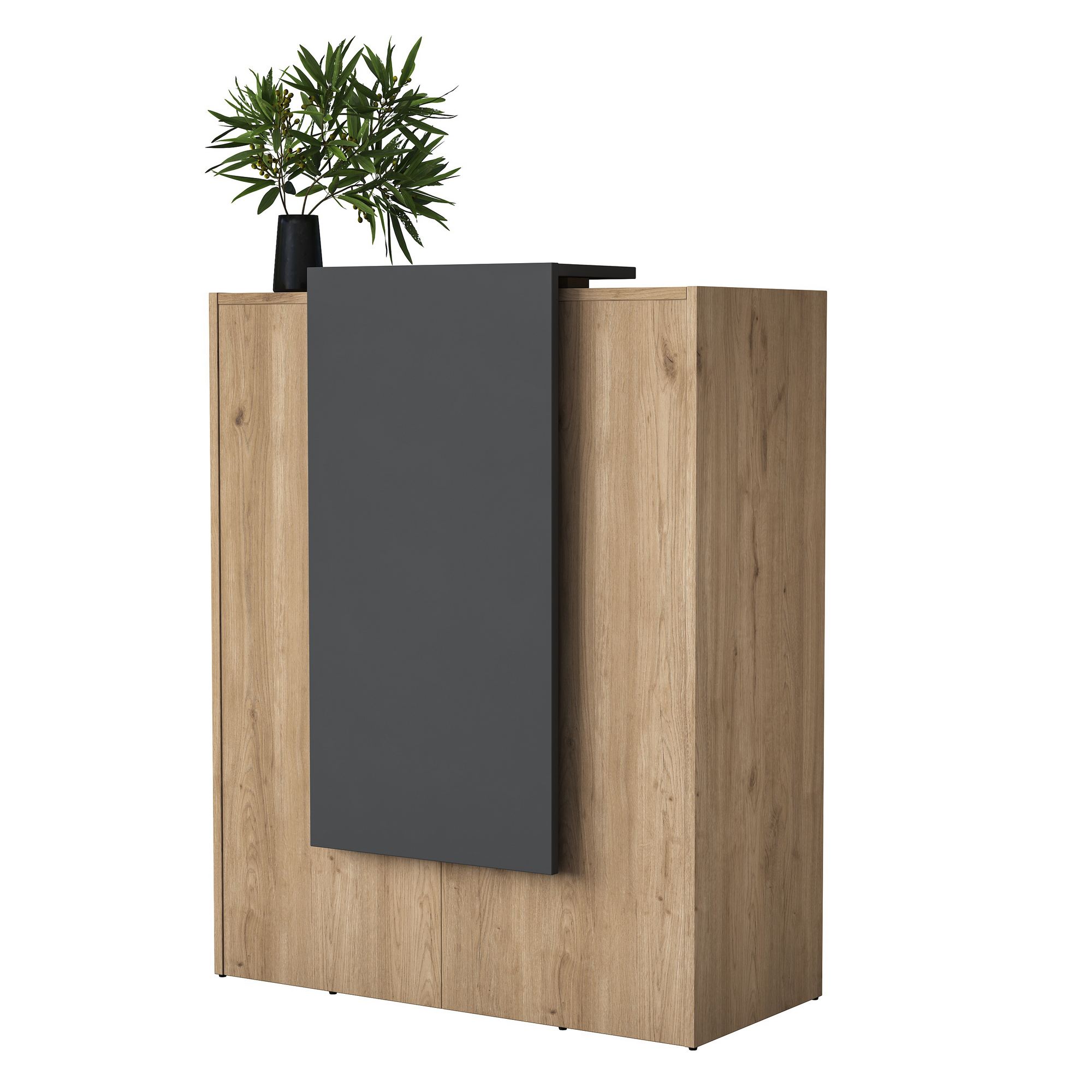 Masa receptie, Hanah Home, PAL melaminat, nuc si antracit, 90x40x110 cm - imagine 3