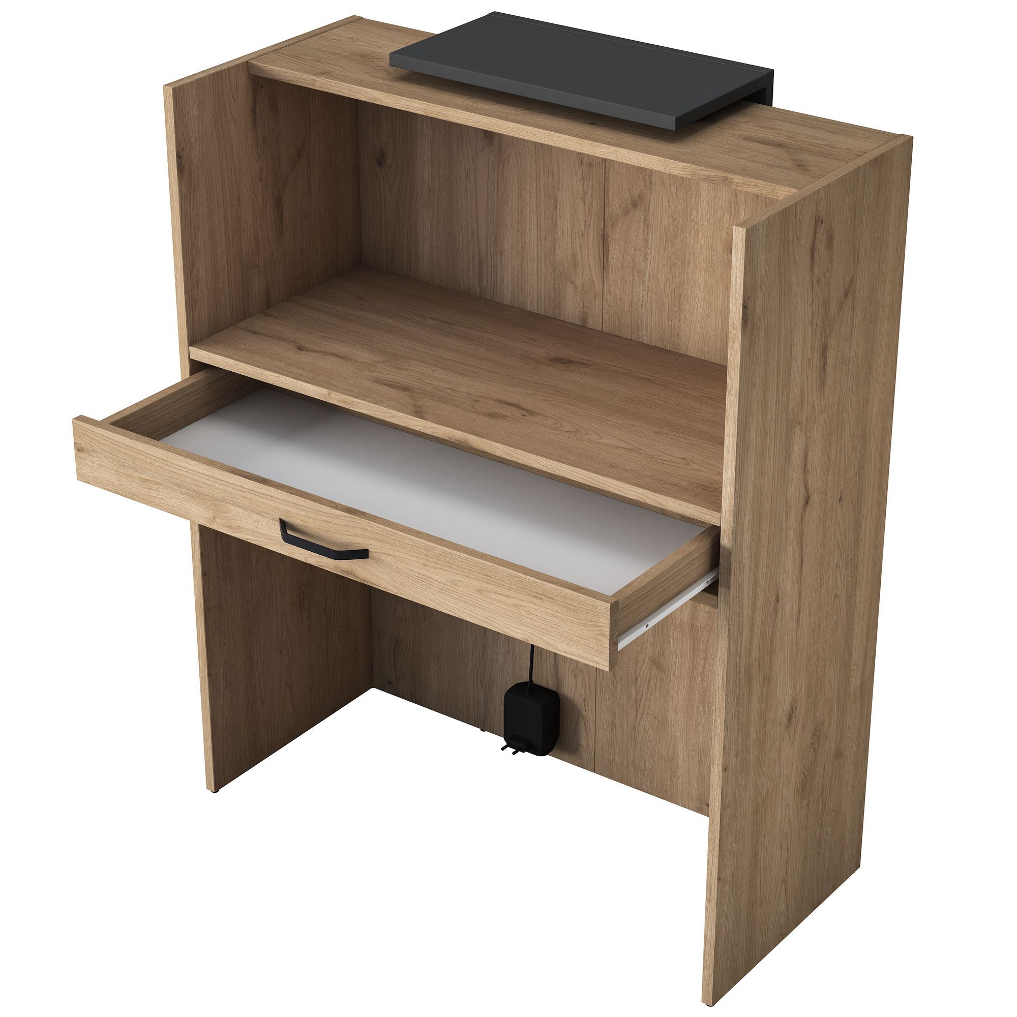 Masa receptie, Hanah Home, PAL melaminat, nuc si antracit, 90x40x110 cm - imagine 8