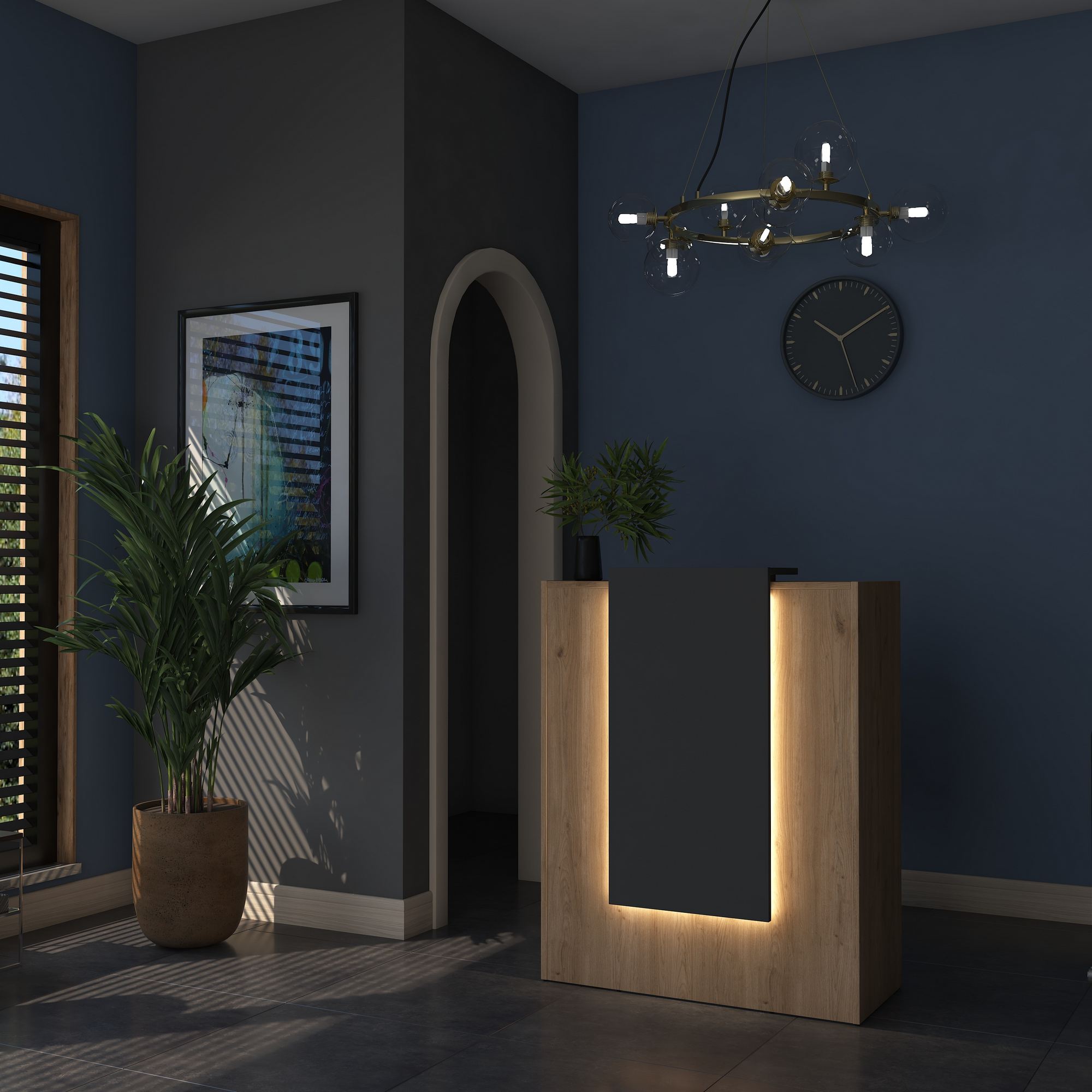 Masa receptie, Hanah Home, PAL melaminat, nuc si antracit, 90x40x110 cm - imagine 9