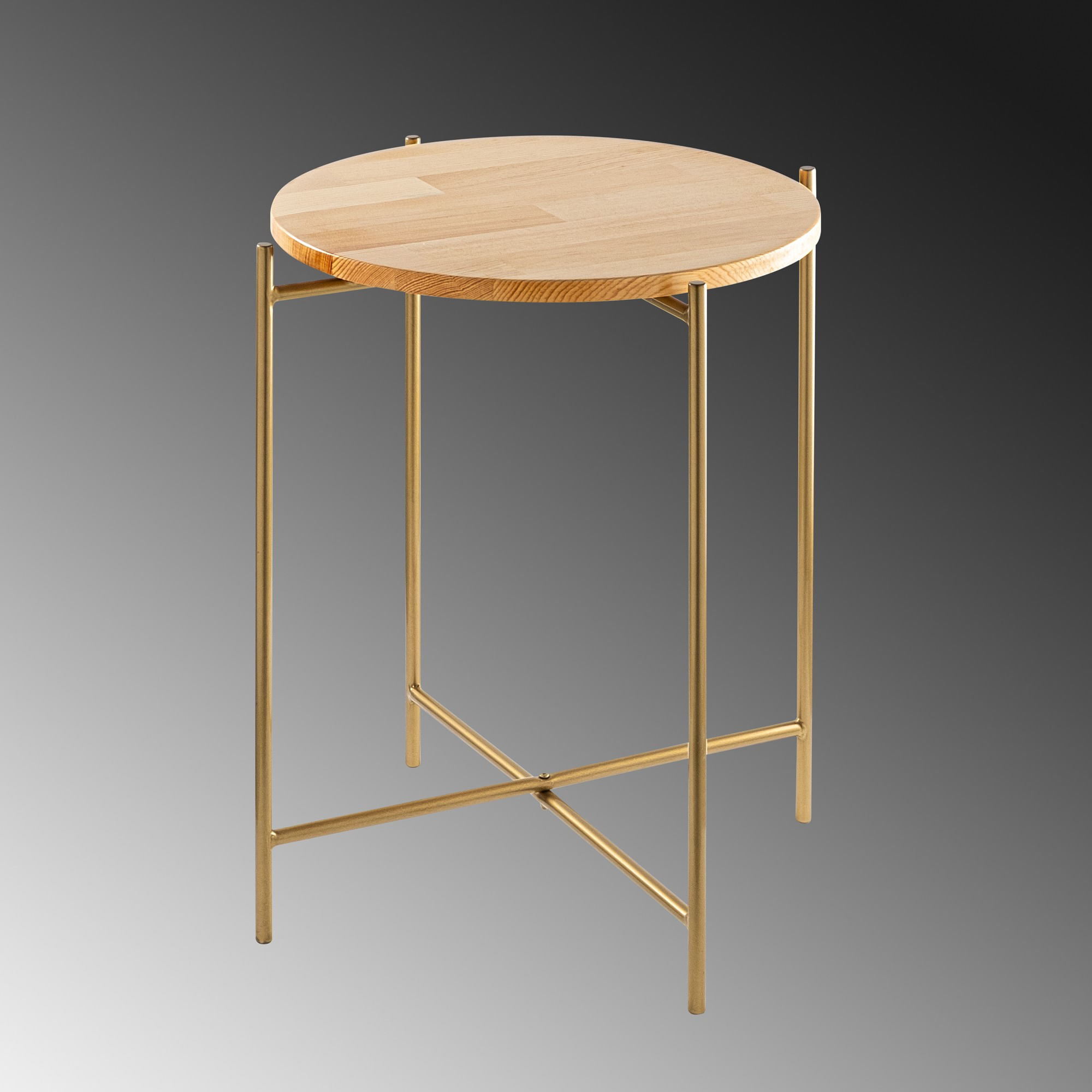 Masuta de cafea, Hanah Home, lemn, auriu si natur, 46x46x56 cm — imaginea 6