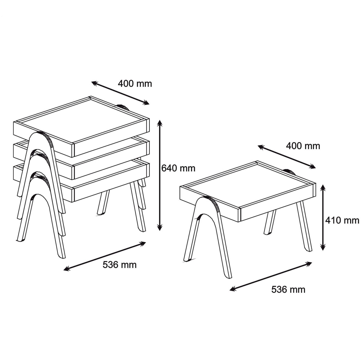 Set masute de cafea, Hanah Home, pal melaminat, nuc si alb, 53.6x40x64 cm (3 bucati) — imaginea 3