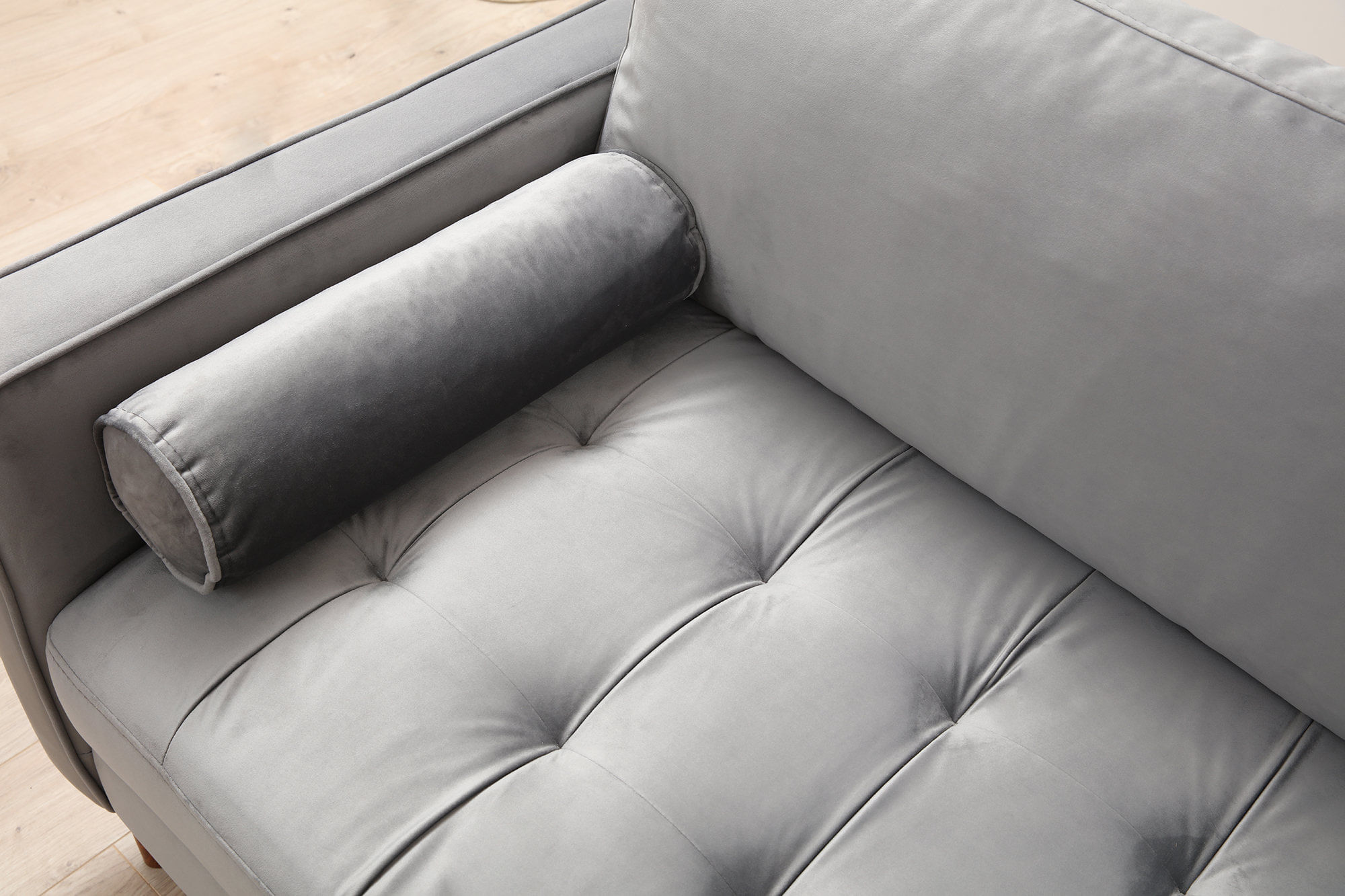Canapea 3 locuri, Atelier Del Sofa, lemn fag, gri deschis, 215x90x70 cm — imaginea 4