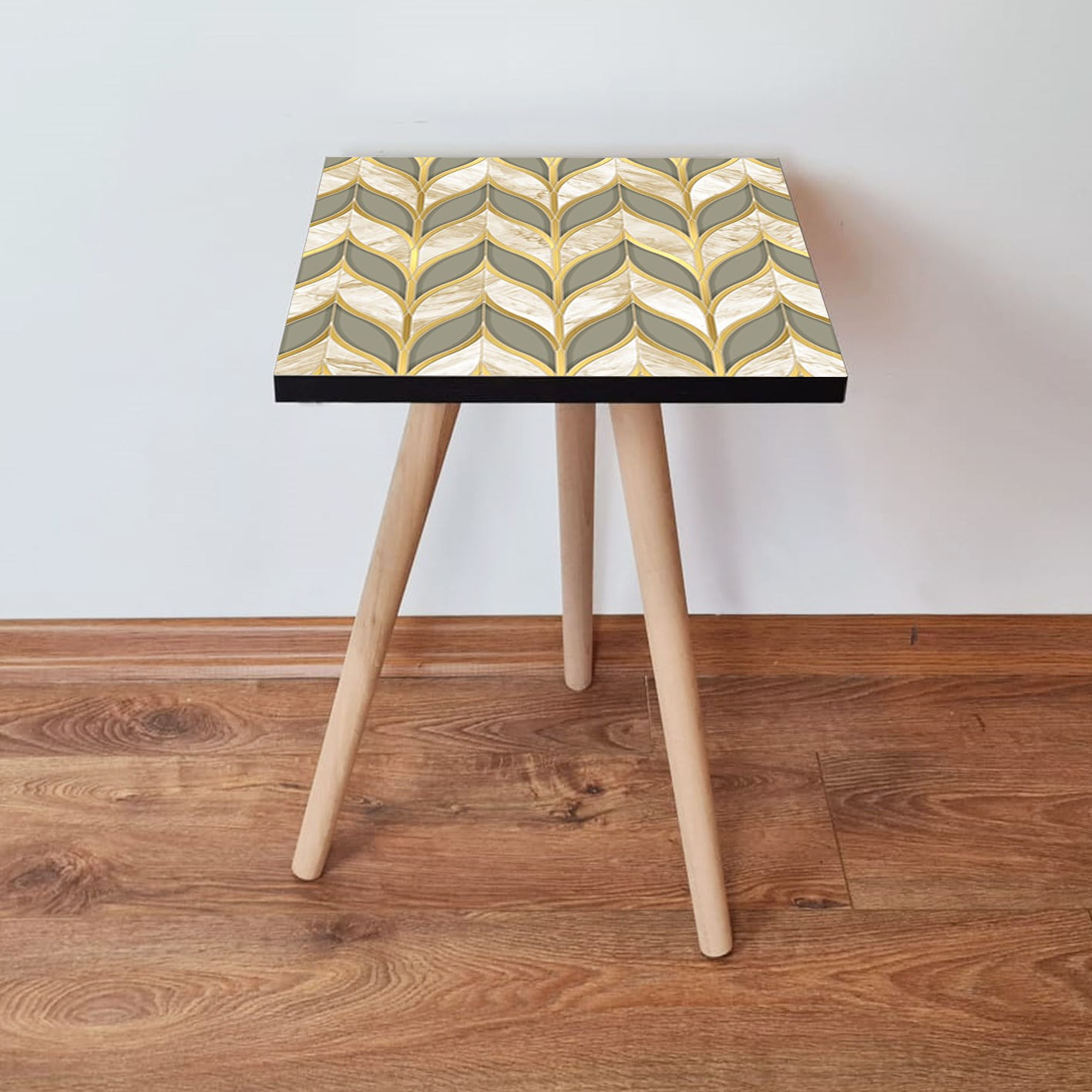 Masuta laterala, Hanah Home, mdf, bej gri alb, 35x35x42 cm