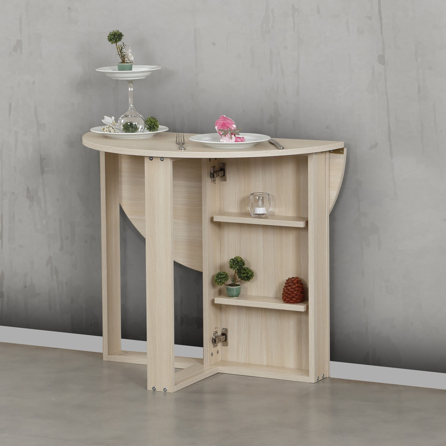 Masa pliabila, Hanah Home, PAL melaminat, stejar, 90x45x77 cm — imaginea 3