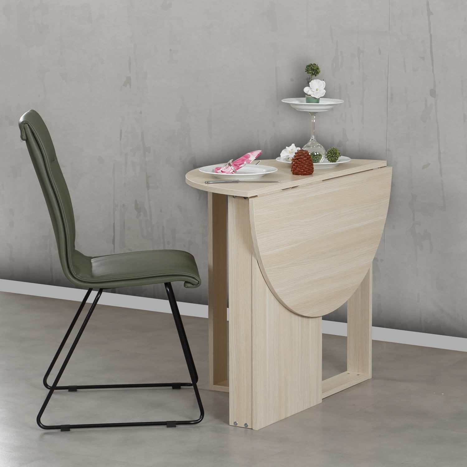 Masa pliabila, Hanah Home, PAL melaminat, stejar, 90x45x77 cm — imaginea 5