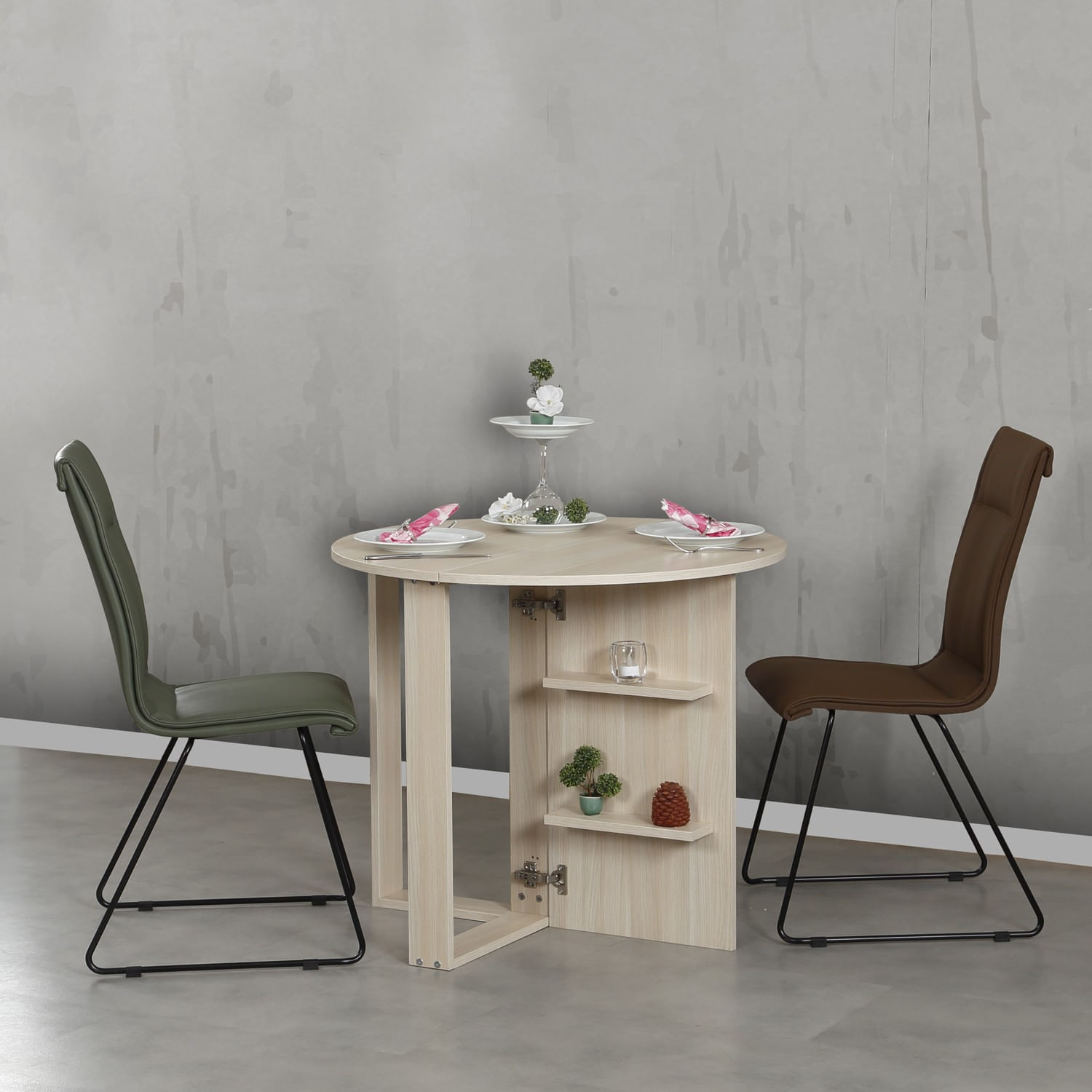 Masa pliabila, Hanah Home, PAL melaminat, stejar, 90x45x77 cm — imaginea 6