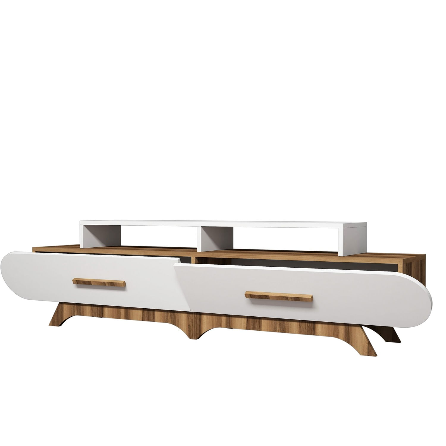 Comoda tv, Hanah Home, pal melaminat, nuc si alb, 205x50x36.8 cm, 845HCT3030