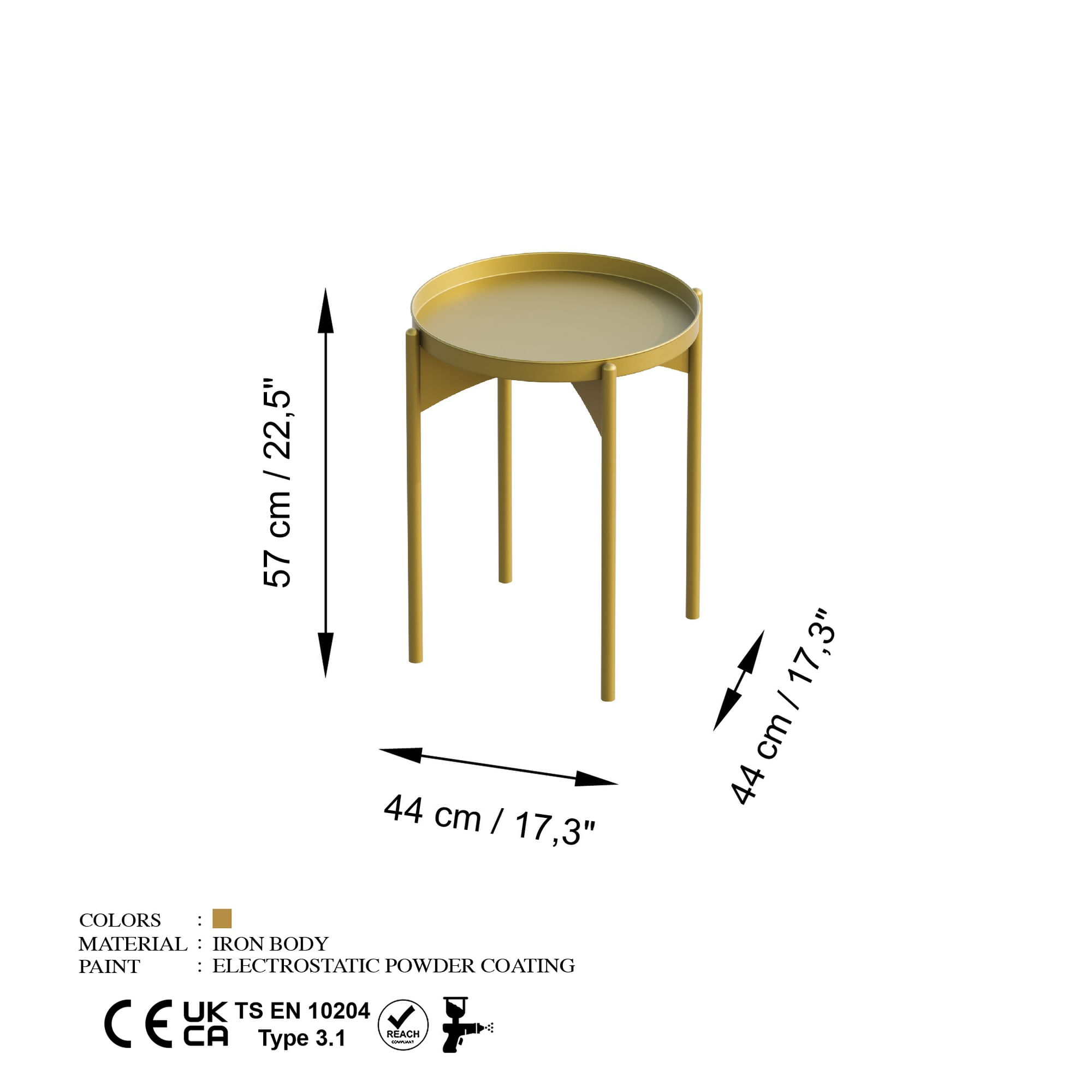 Masuta de cafea, Hanah Home, metal, auriu, 44x44x57 cm — imaginea 6