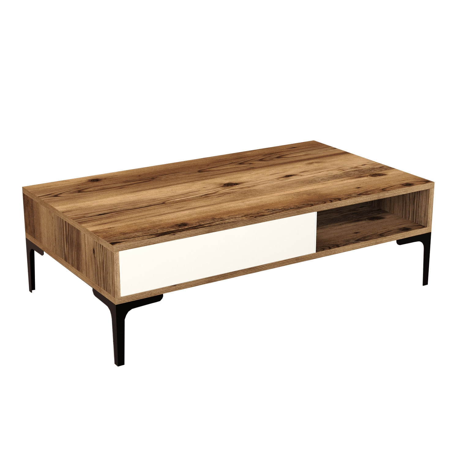 Masuta de cafea, Hanah Home, pal melaminat, nuc si crem, 105x60x32.6 cm — imaginea 2