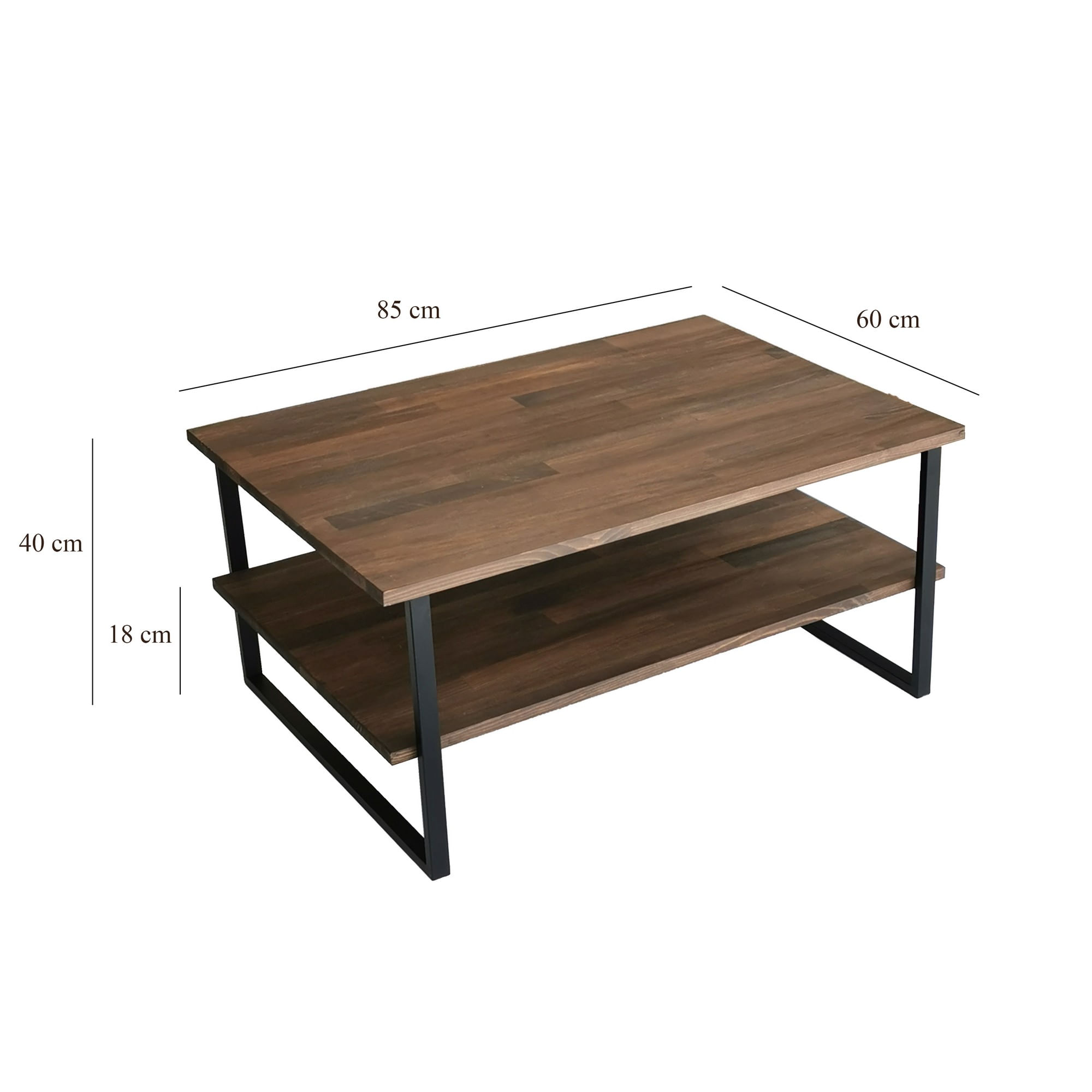Masuta de cafea, Hanah Home, lemn masiv de pin, nuc, 85x60x40 cm