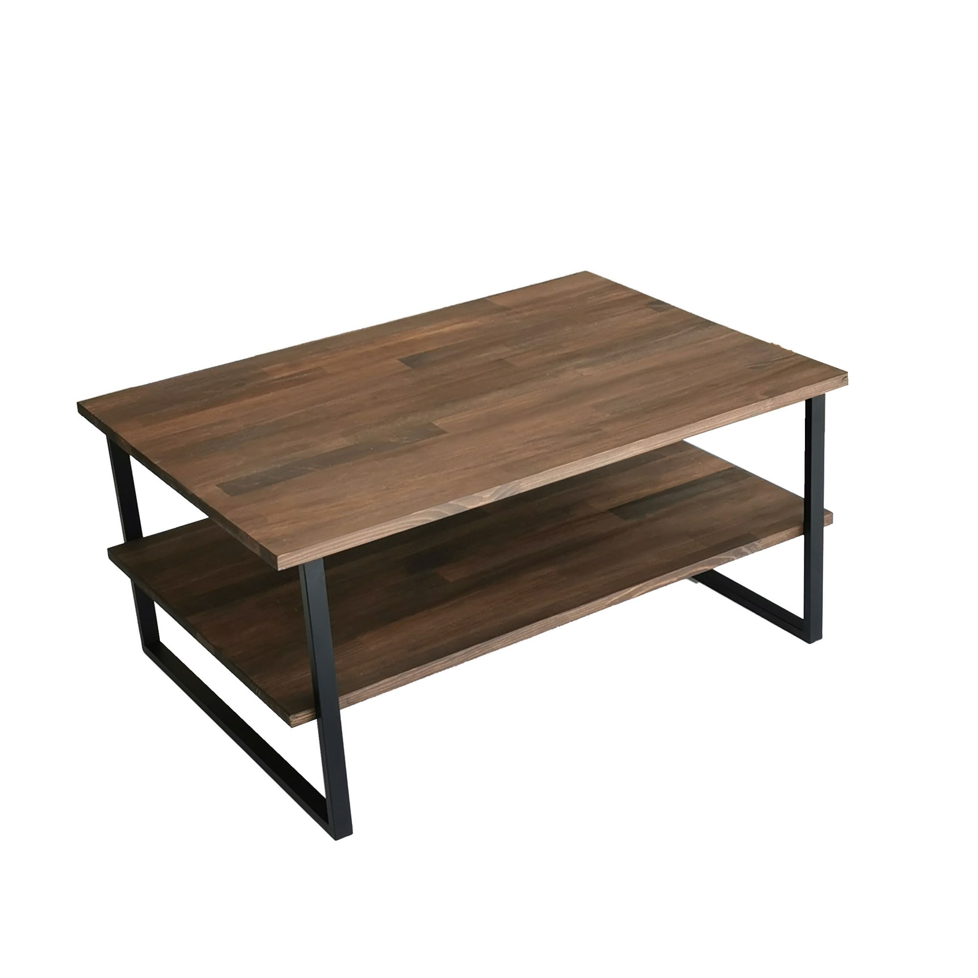 Masuta de cafea, Hanah Home, lemn masiv de pin, nuc, 85x60x40 cm — imaginea 2