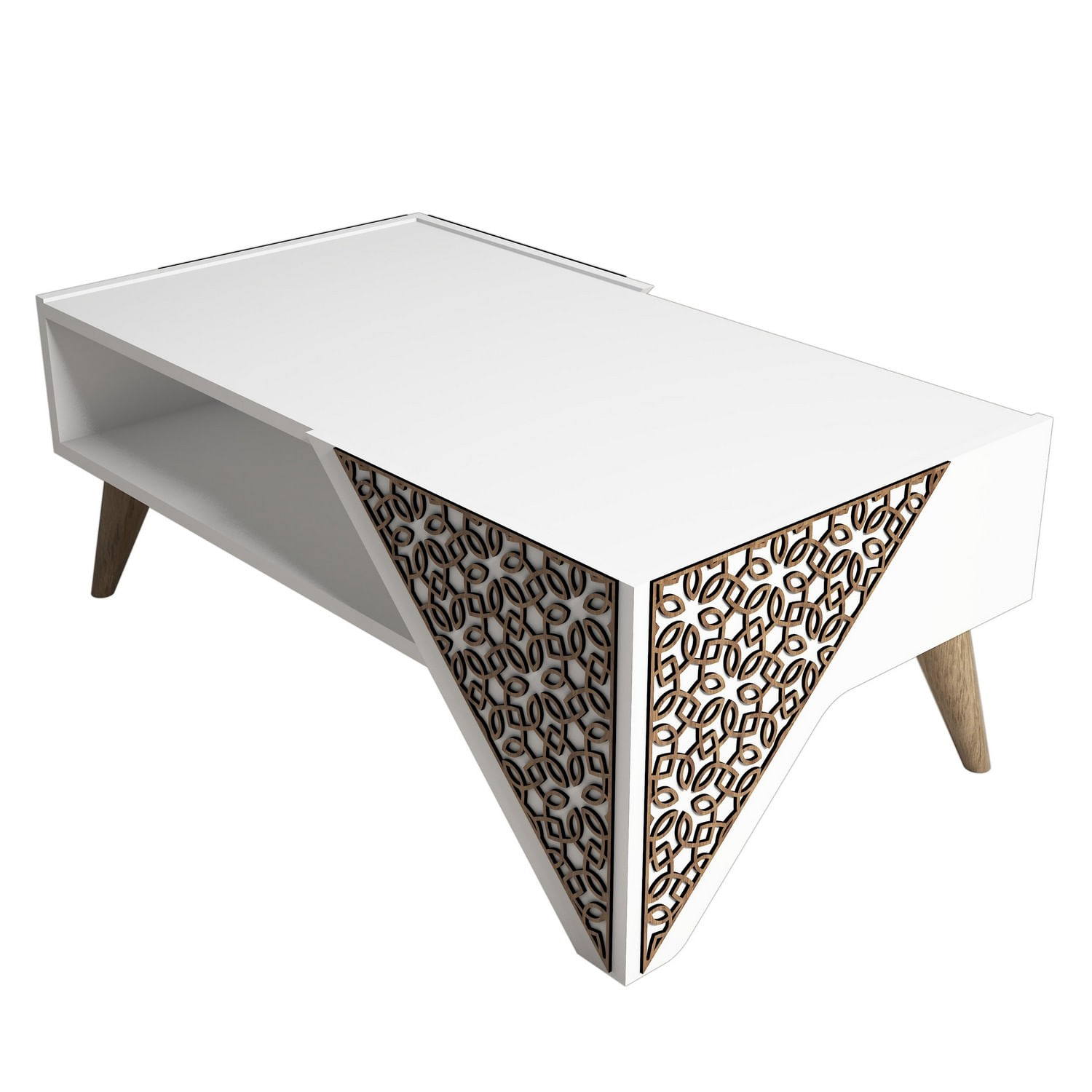 Masuta de cafea, Hanah Home, pal melaminat, alb, 105x40x58 cm — imaginea 2