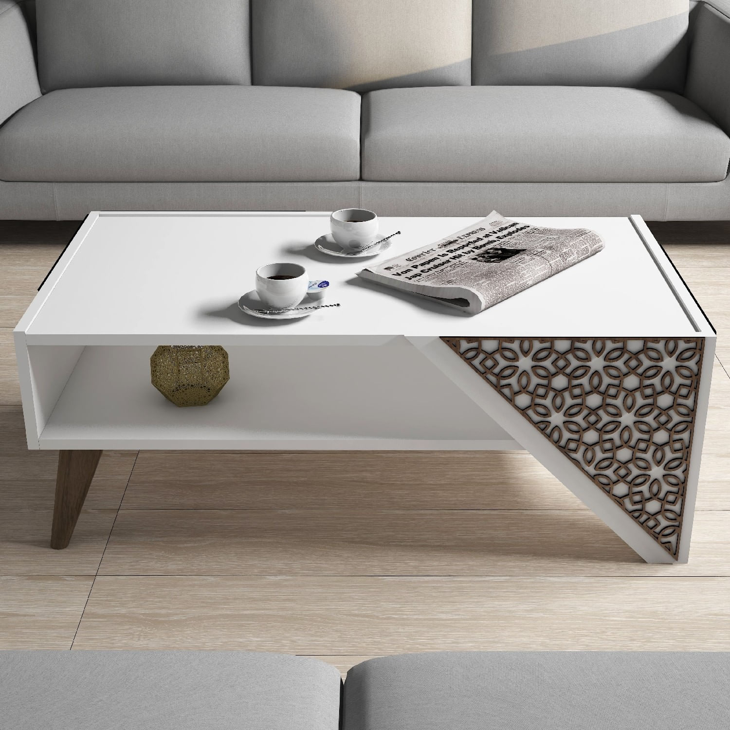 Masuta de cafea, Hanah Home, pal melaminat, alb, 105x40x58 cm — imaginea 4