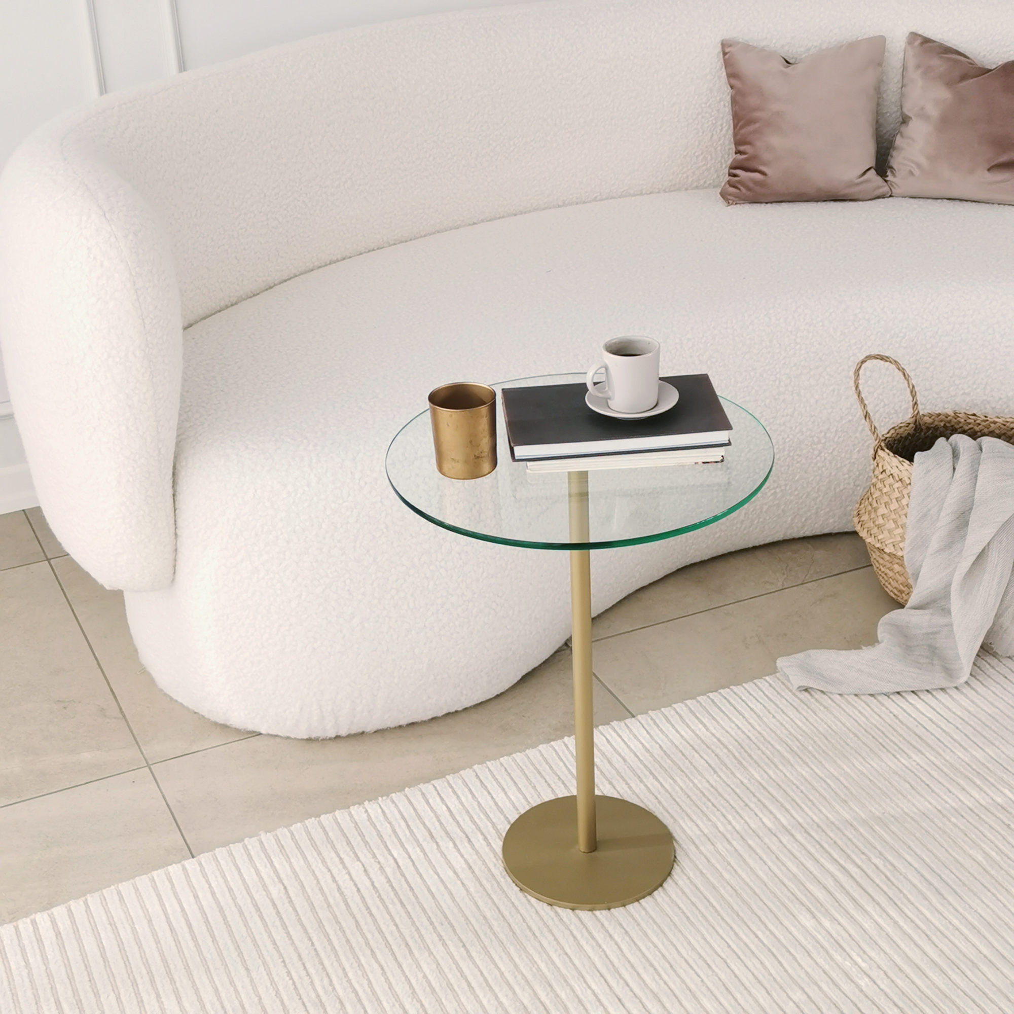 Masuta de cafea, Hanah Home, sticla securizata si metal, auriu, 40x40x50 cm — imaginea 8