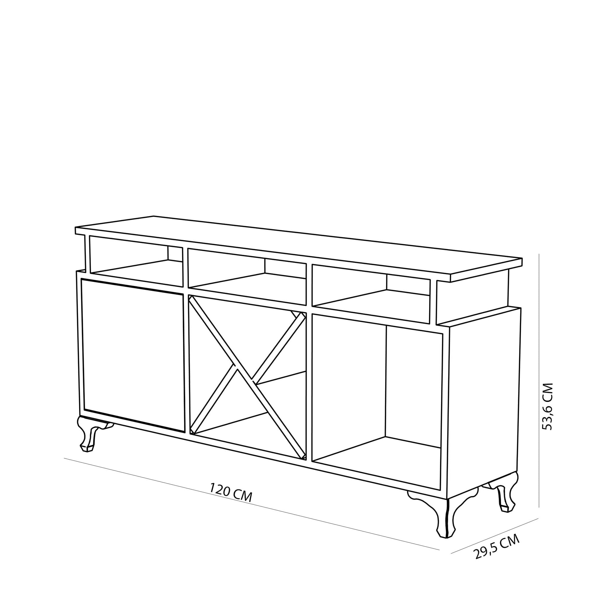 Comoda tv, Hanah Home, pal melaminat, alb si cordoba, 120x53.6x29.5 cm — imaginea 6