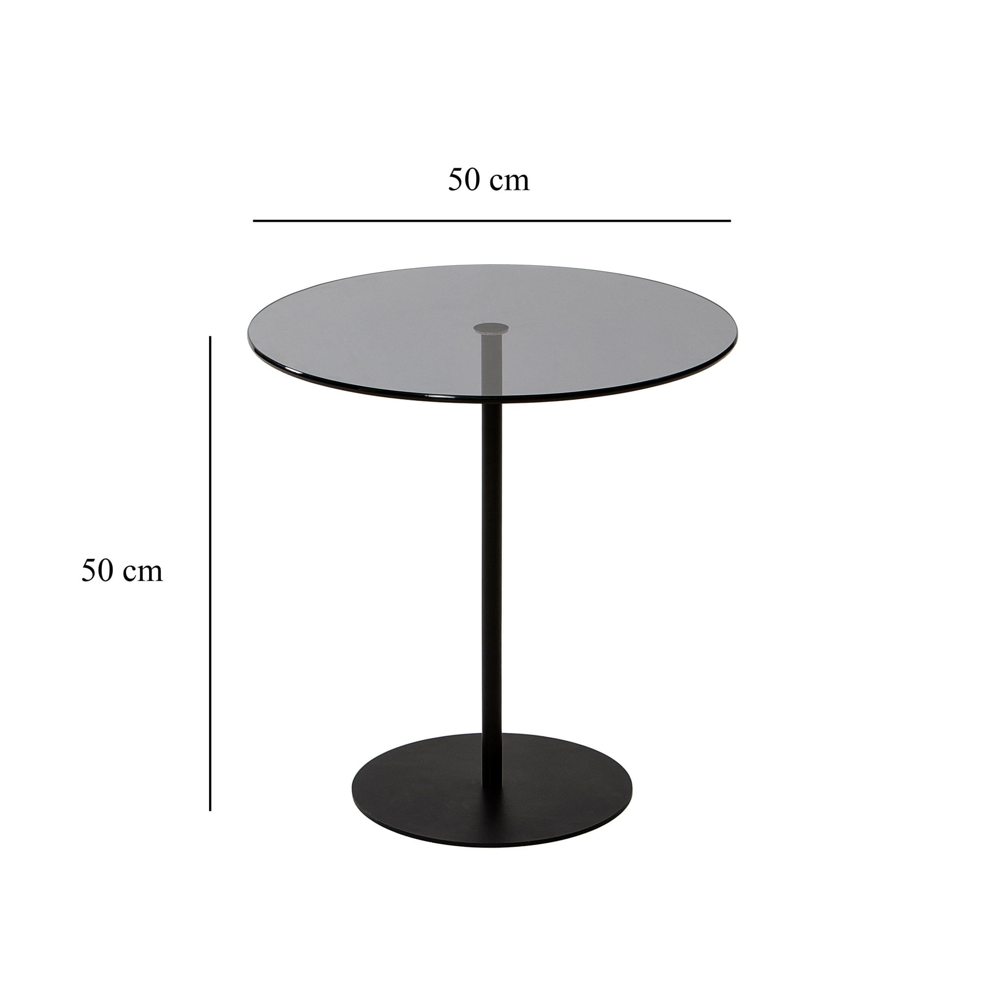 Masa laterala, Hanah Home, sticla calita si metal, negru si gri inchis, 50x50x50 cm — imaginea 3