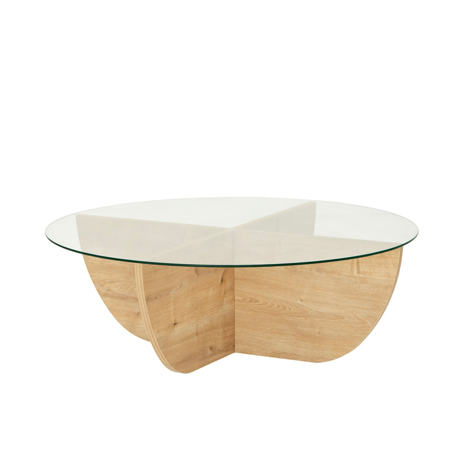 Masuta de cafea, Hanah Home, sticla securizata si pal melaminat, stejar safir, 90x90x30 cm — imaginea 6