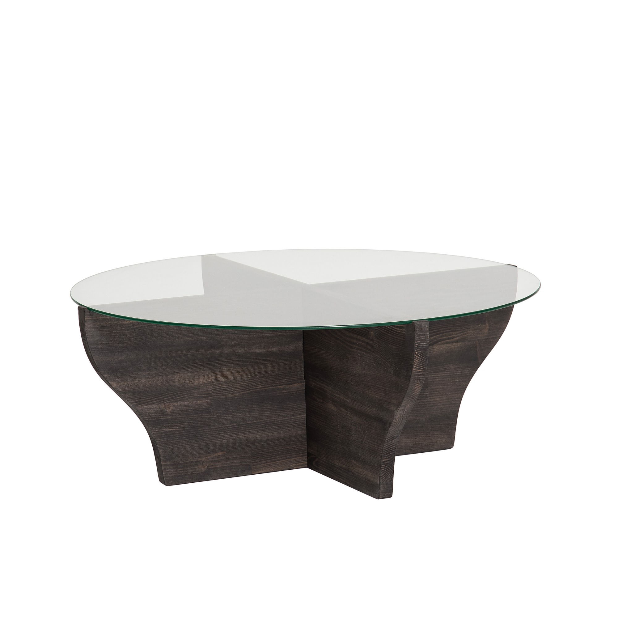 Masuta de cafea, Hanah Home, sticla securizata si lemn masiv, antracit, 92x92x36 cm — imaginea 4