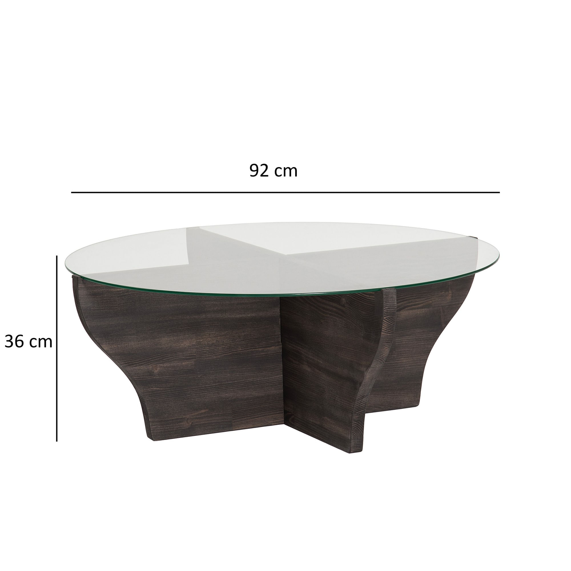 Masuta de cafea, Hanah Home, sticla securizata si lemn masiv, antracit, 92x92x36 cm — imaginea 5