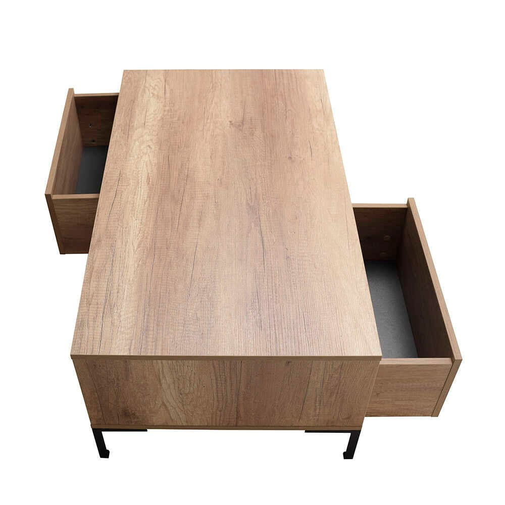 Masuta de cafea, Hanah Home, pal melaminat, nuc deschis, 103x60x42 cm — imaginea 4