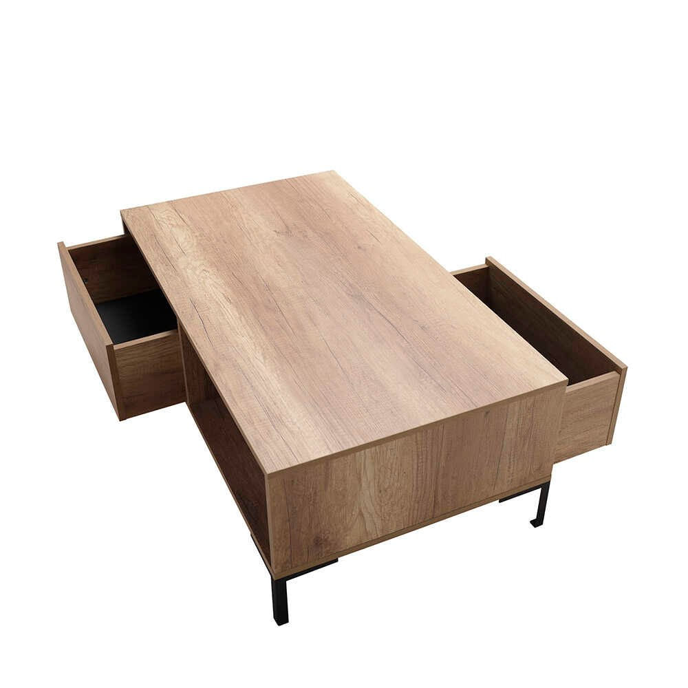 Masuta de cafea, Hanah Home, pal melaminat, nuc deschis, 103x60x42 cm — imaginea 6