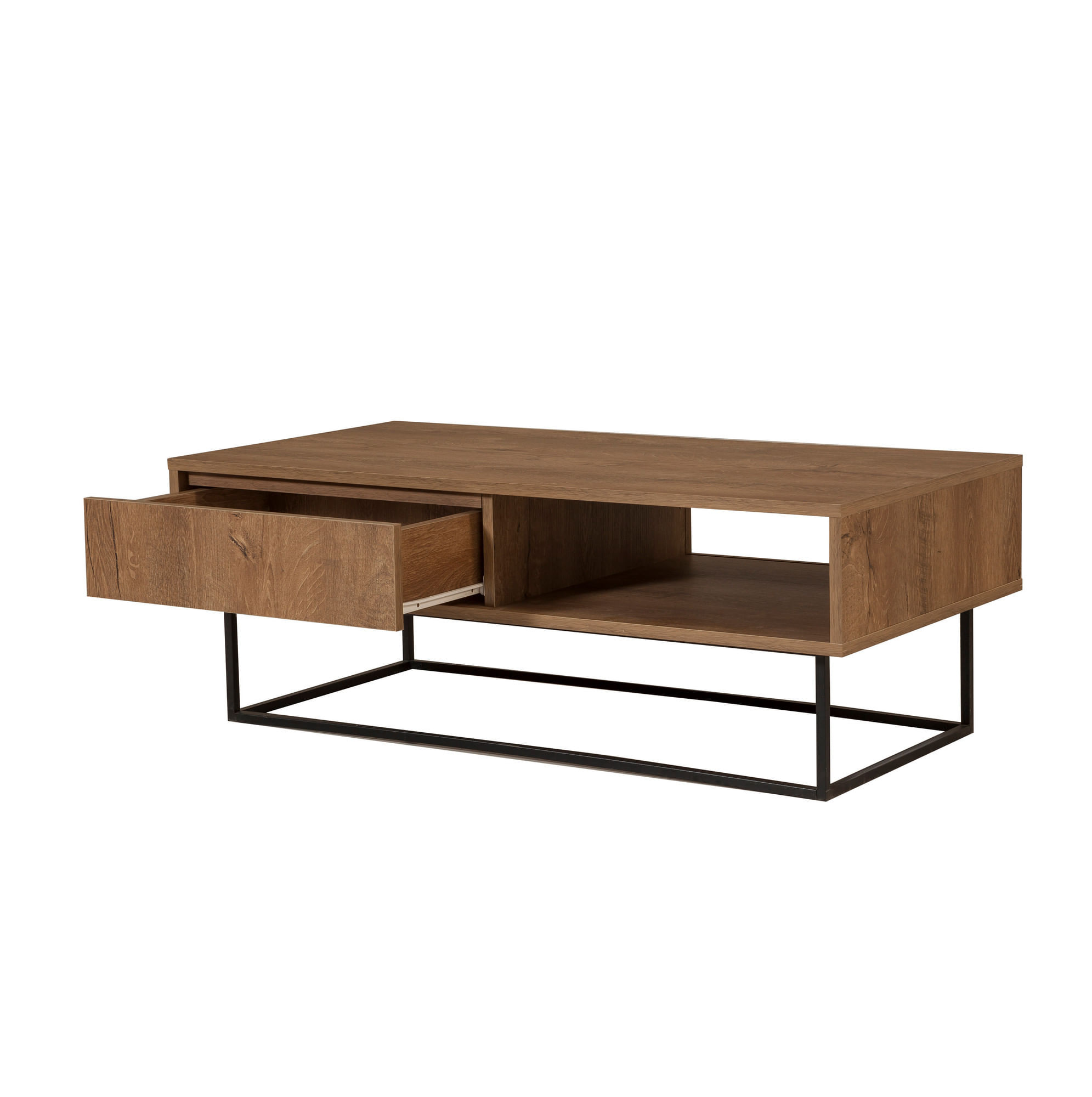 Masuta de cafea, Hanah Home, pal melaminat, nuc si negru, 120x60x43 cm — imaginea 2