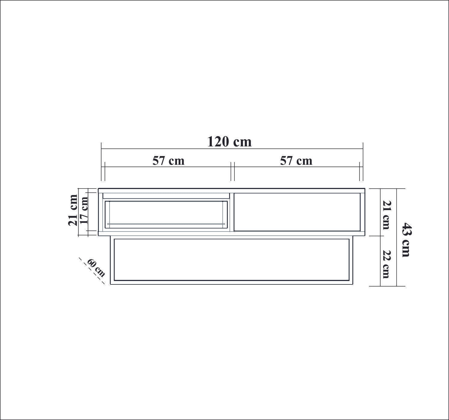 Masuta de cafea, Hanah Home, pal melaminat, nuc si negru, 120x60x43 cm — imaginea 3