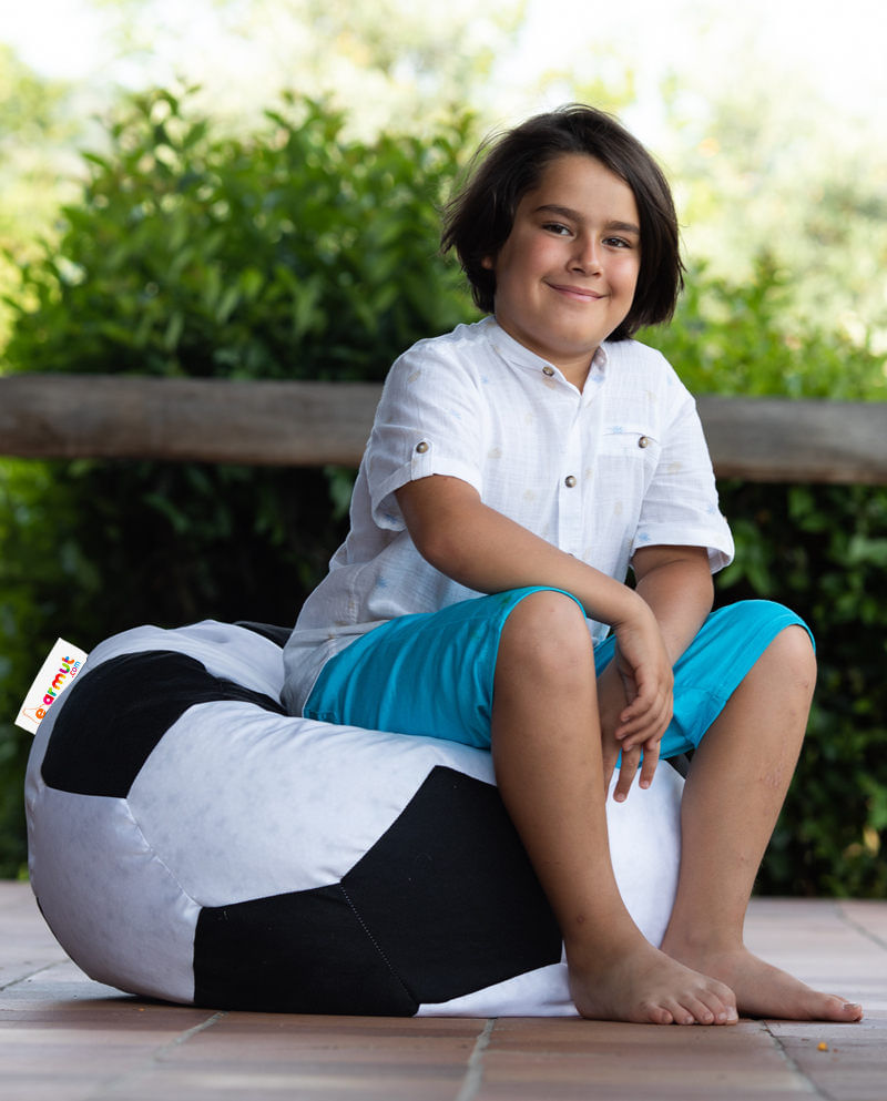 Puf fotbal copii, Hanah Home, poliester, alb negru, 70x70x45 cm - 3 | YEO