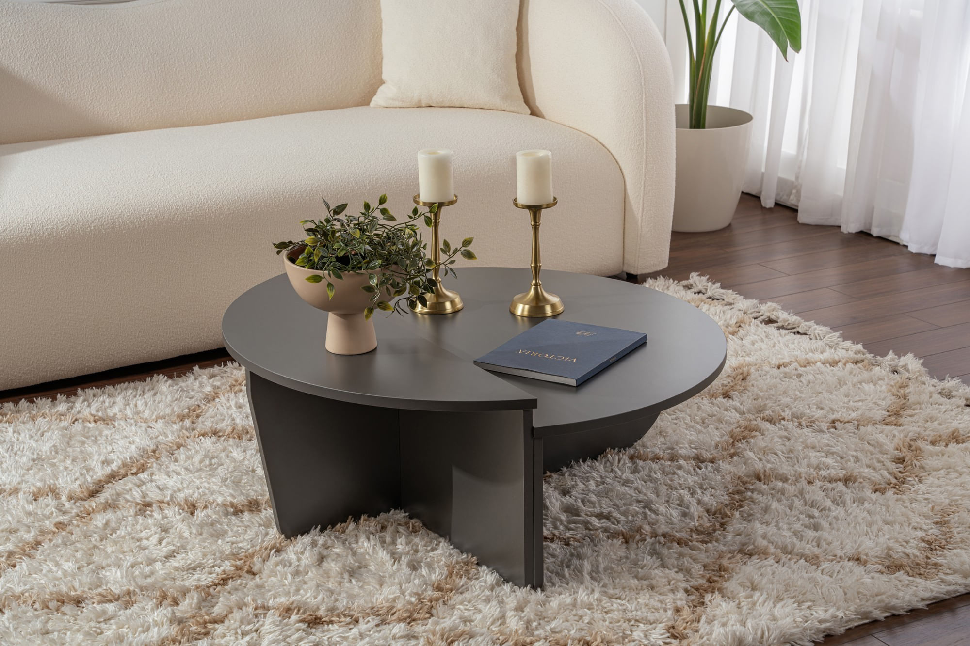 Masuta de cafea, Hanah Home, pal melaminat, antracit, 90x60x30 cm — imaginea 2