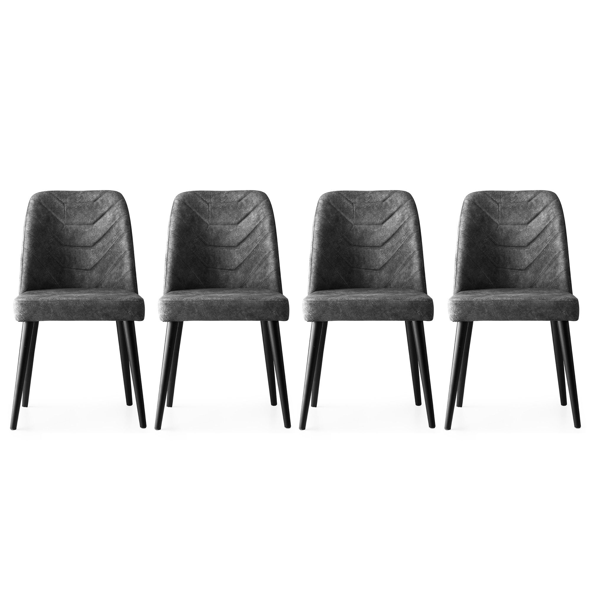 Set scaune, Hanah Home, catifea, antracit, 50x49x90 cm, 4 bucati