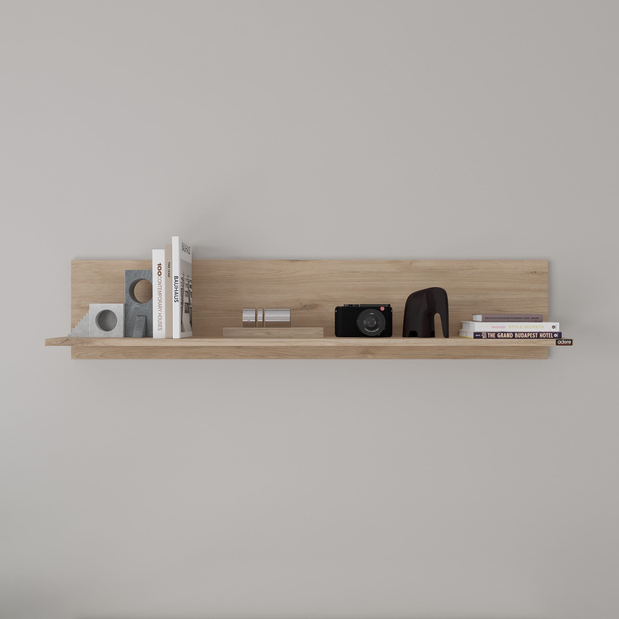 Raft de perete, Hanah Home, pal melaminat, stejar, 120x25x20 cm — imaginea 3