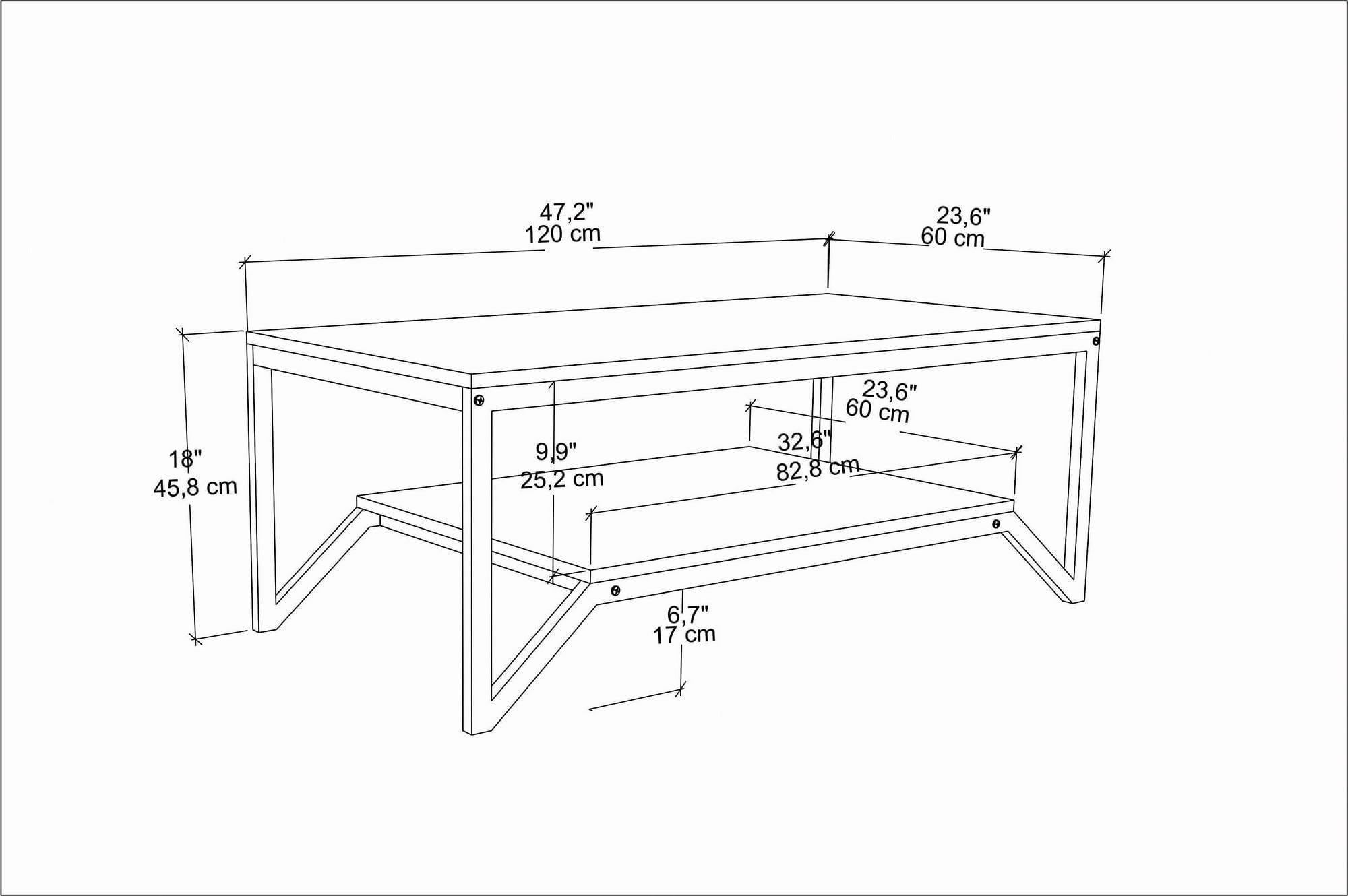 Masuta de cafea, Hanah Home, pal melaminat, alb, 120x60x45.8 cm