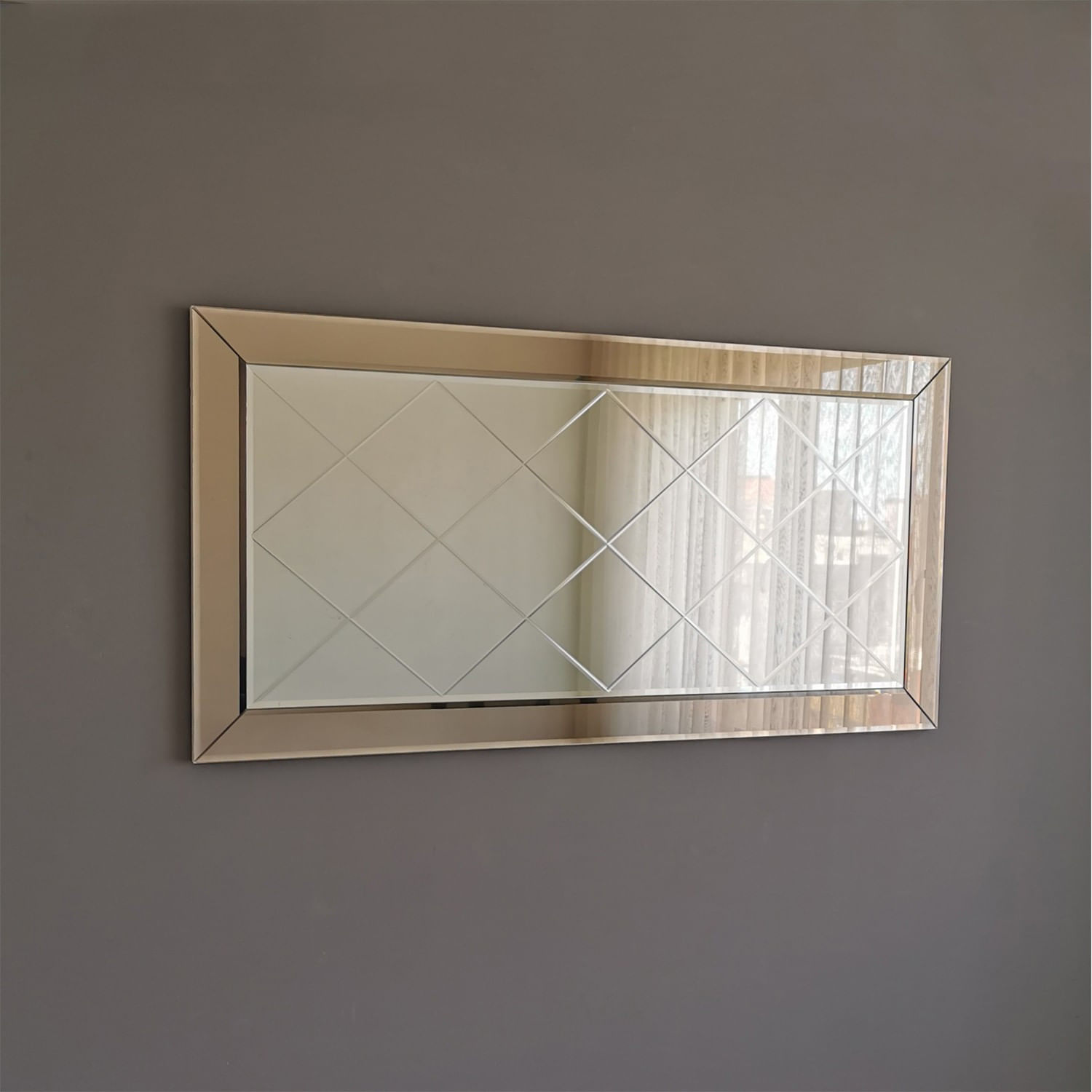 Oglinda, Hanah Home, mdf, argintiu, 130x65x2.2 cm