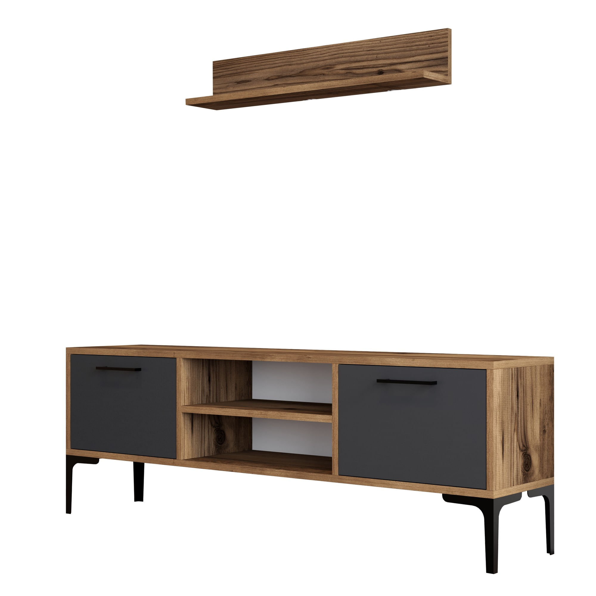 Comoda tv, Hanah Home, pal melaminat, nuc antracit, 140x48x30 cm — imaginea 5
