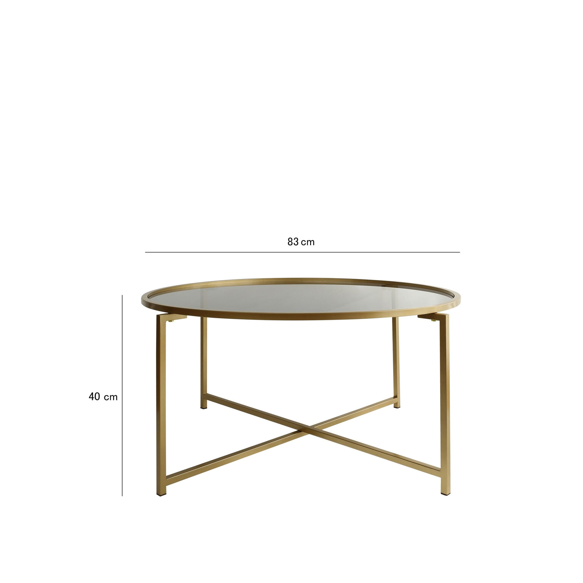Masuta de cafea, Hanah Home, sticla temperata si metal, auriu si fumuriu, 83x83x40 cm