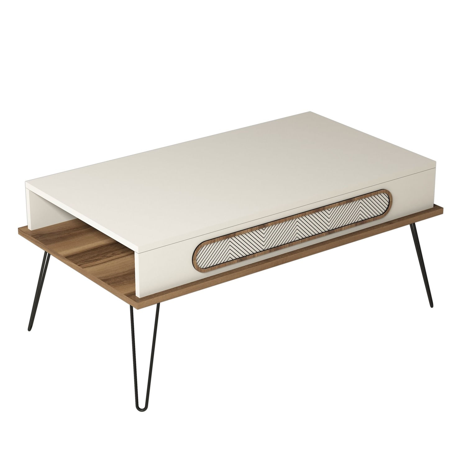 Masuta de cafea, Hanah Home, pal melaminat, crem, 105x56x45.8 cm — imaginea 4