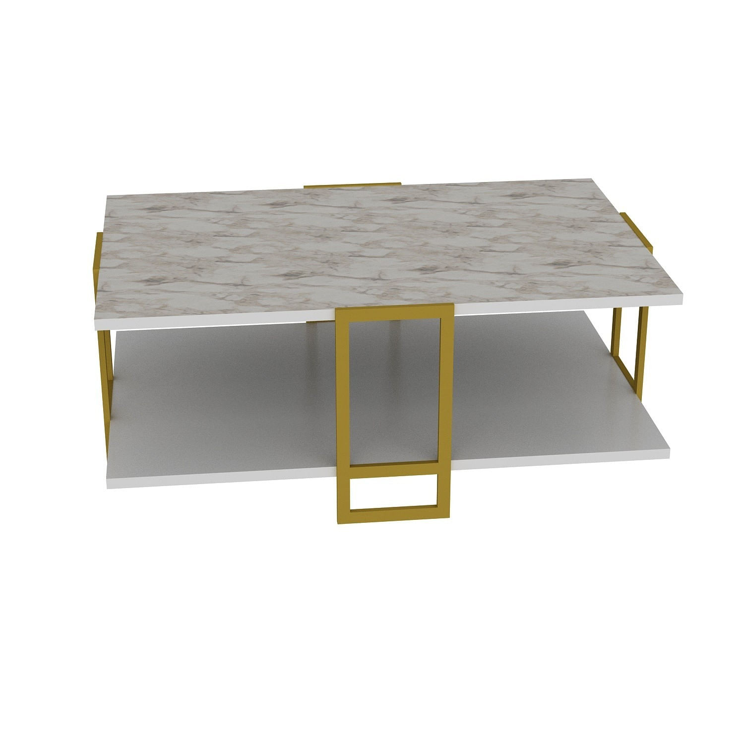 Masuta de cafea, Hanah Home, pal melaminat, auriu si alb, 91.5x61.5x36.6 cm — imaginea 3