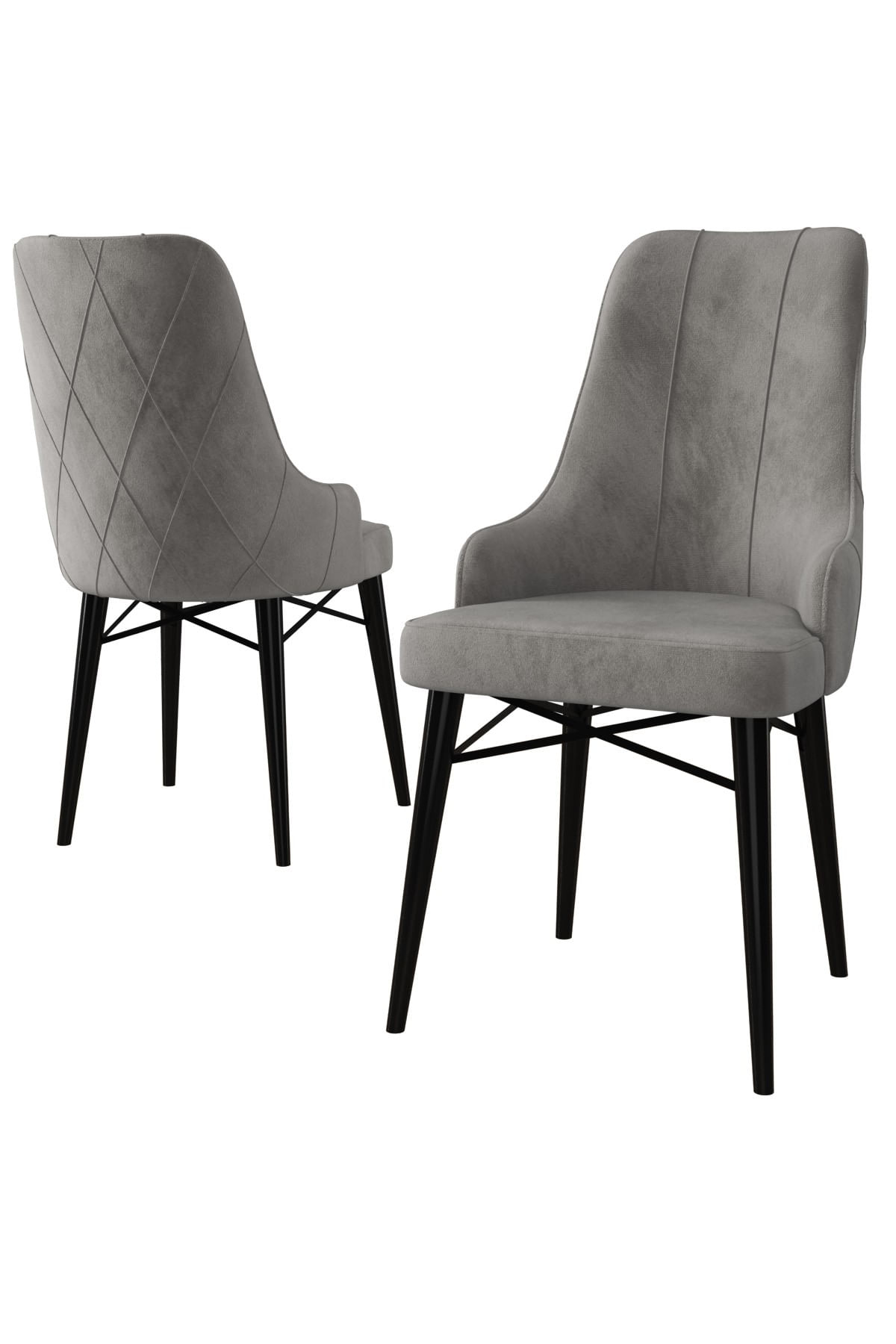 Set scaune, Hanah Home, metal, babyface, gri negru, 46x42x95 cm, 6 bucati — imaginea 2