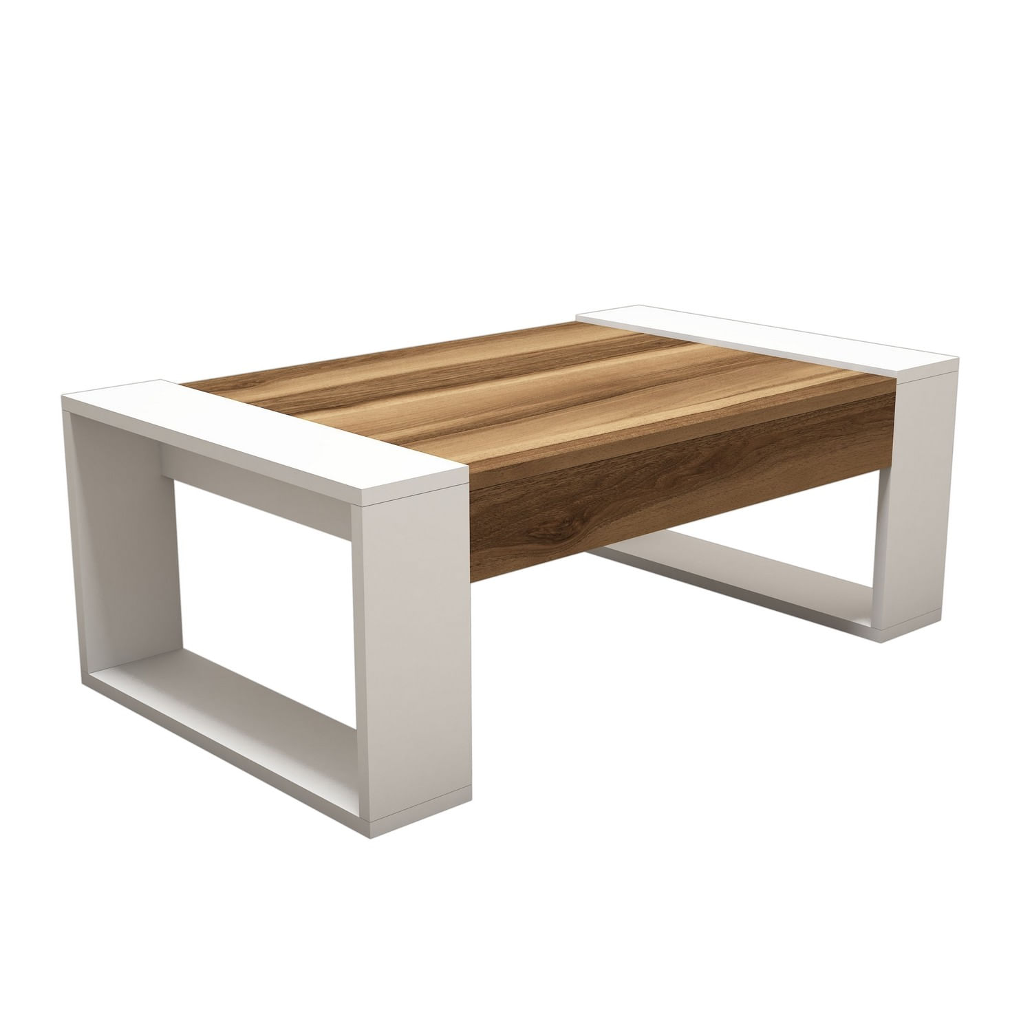 Masuta de cafea, Hanah Home, pal melaminat, nuc si alb, 102x60x37.6 cm — imaginea 2
