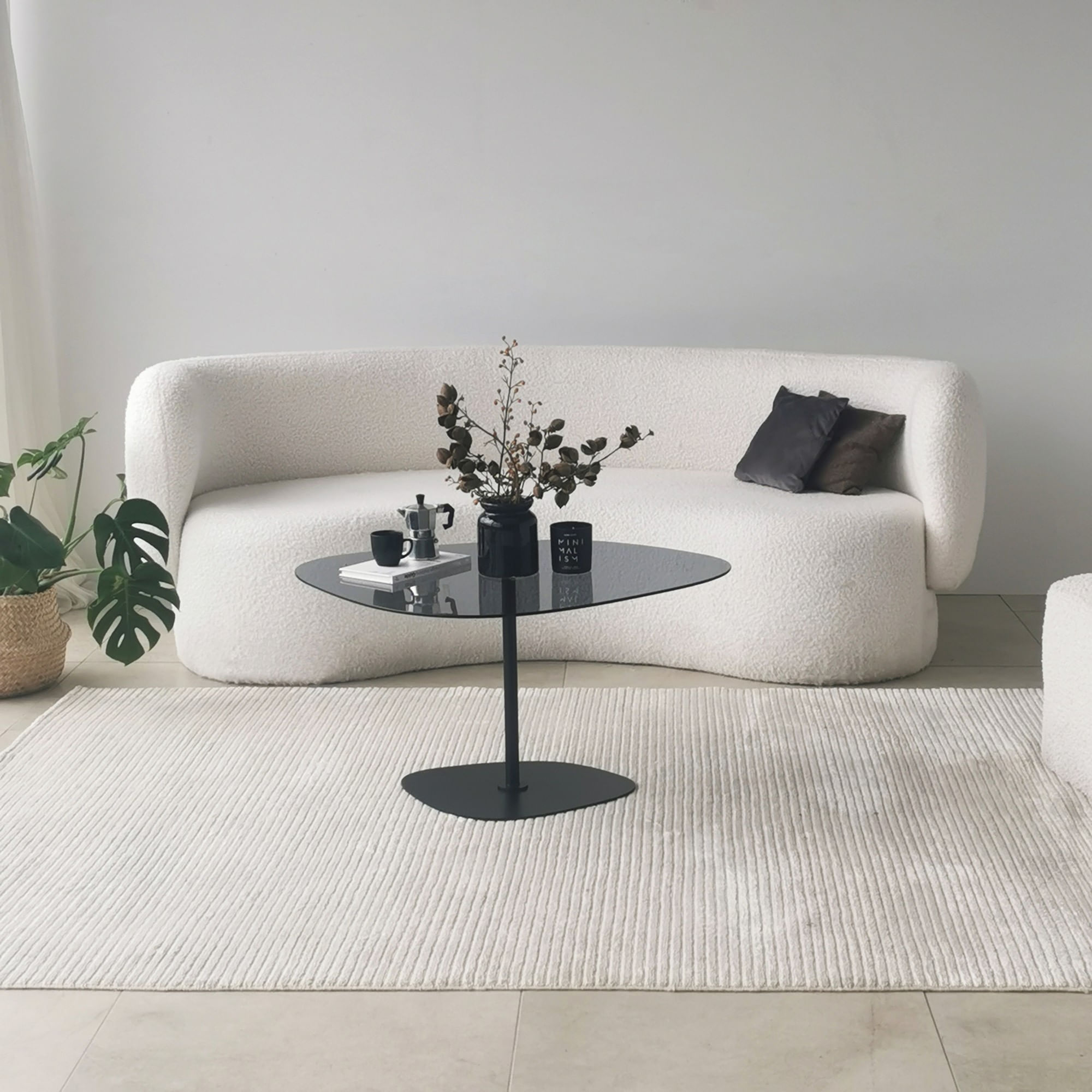 Masuta de cafea, Hanah Home, sticla securizata, gri inchis si negru, 85x67x40 cm — imaginea 4