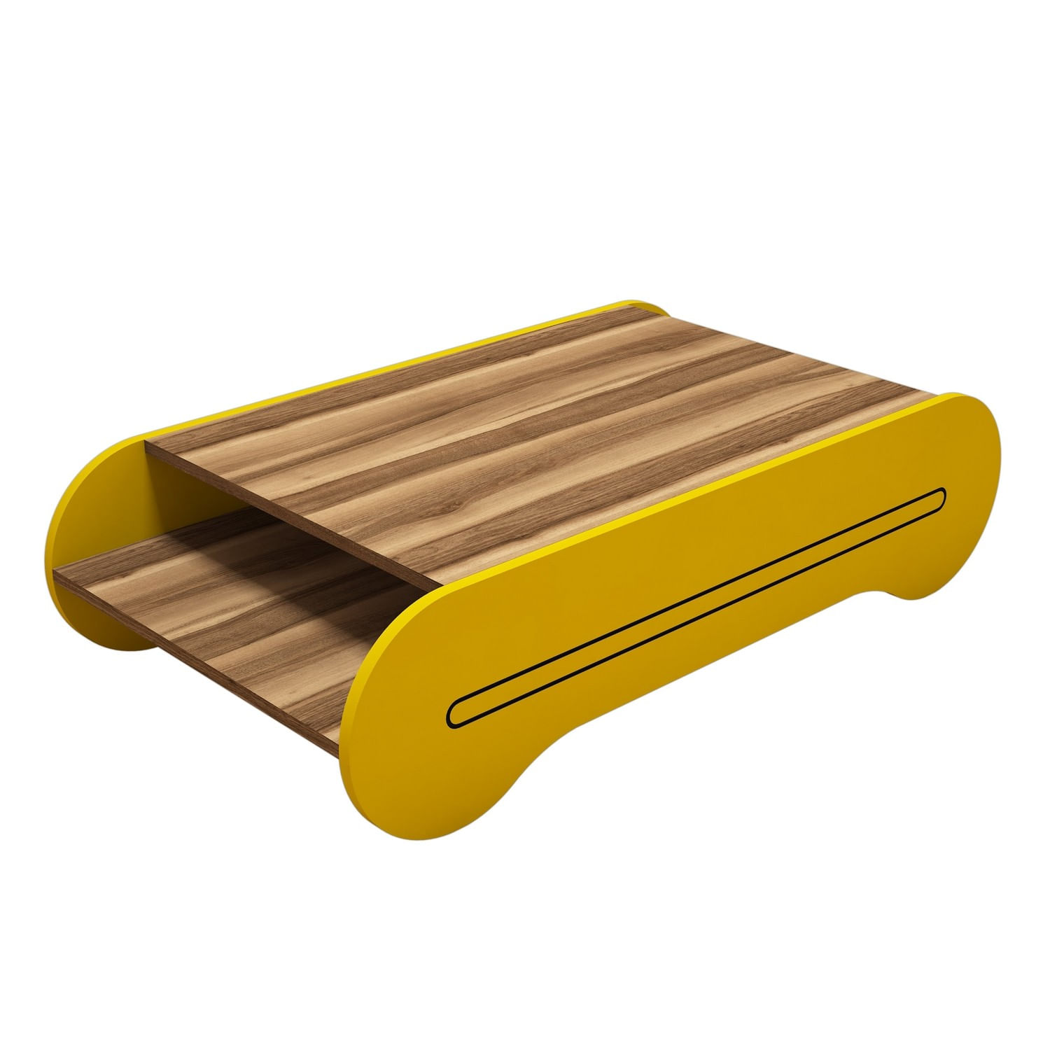 Masuta de cafea, Hanah Home, pal melaminat, nuc si galben, 120x63.6x30 cm — imaginea 3