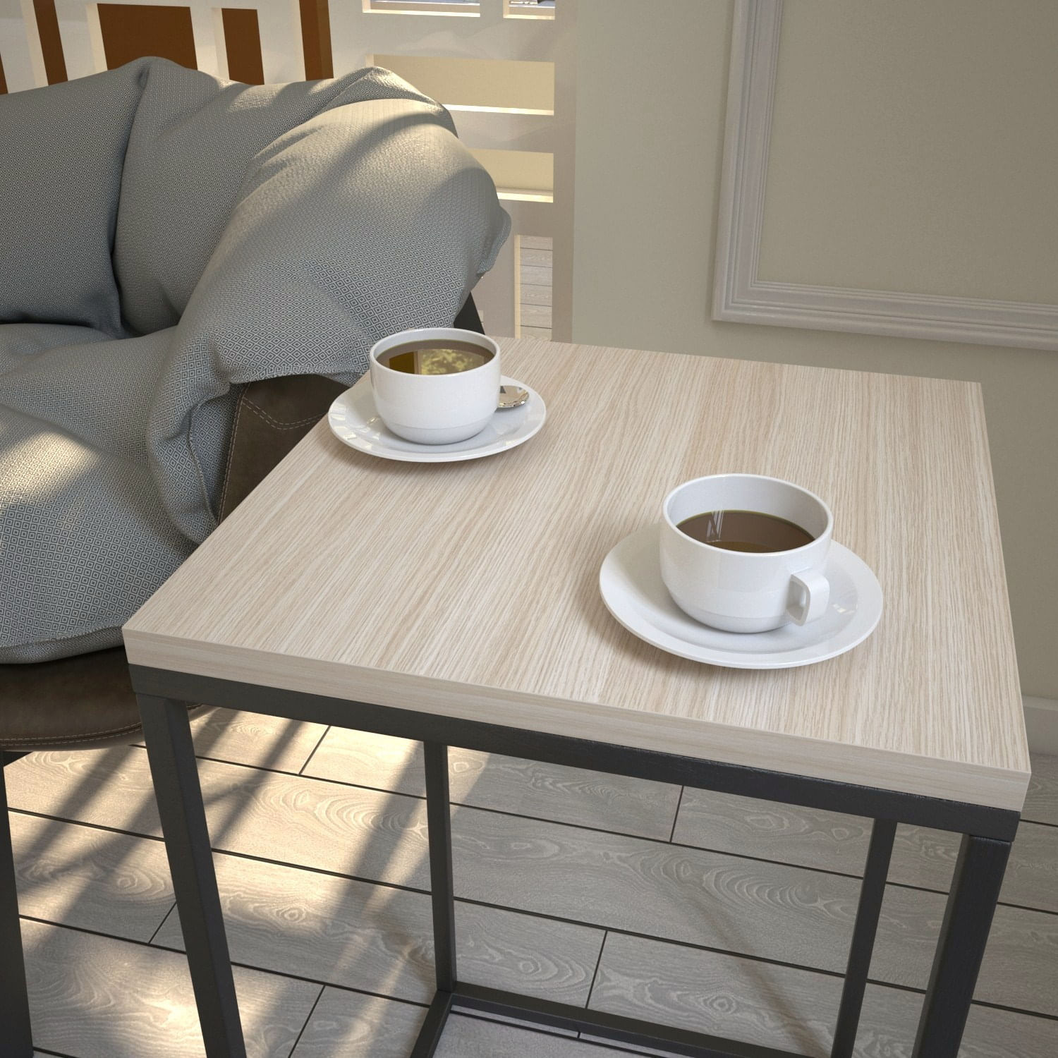 Masa laterala, Hanah Home, panou de particule acoperit cu melamina, stejar, 35x35x62 cm — imaginea 2