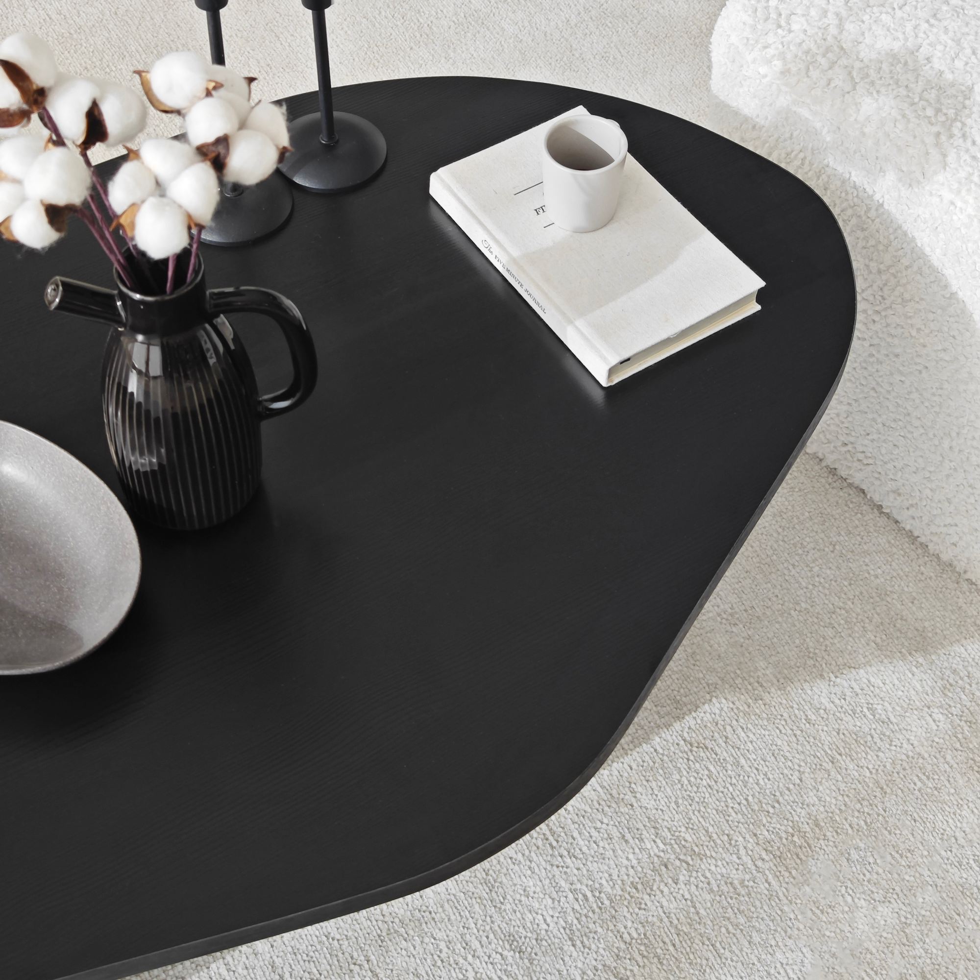 Masuta de cafea, Hanah Home, pal melaminat, negru, 105x65x35 cm — imaginea 7