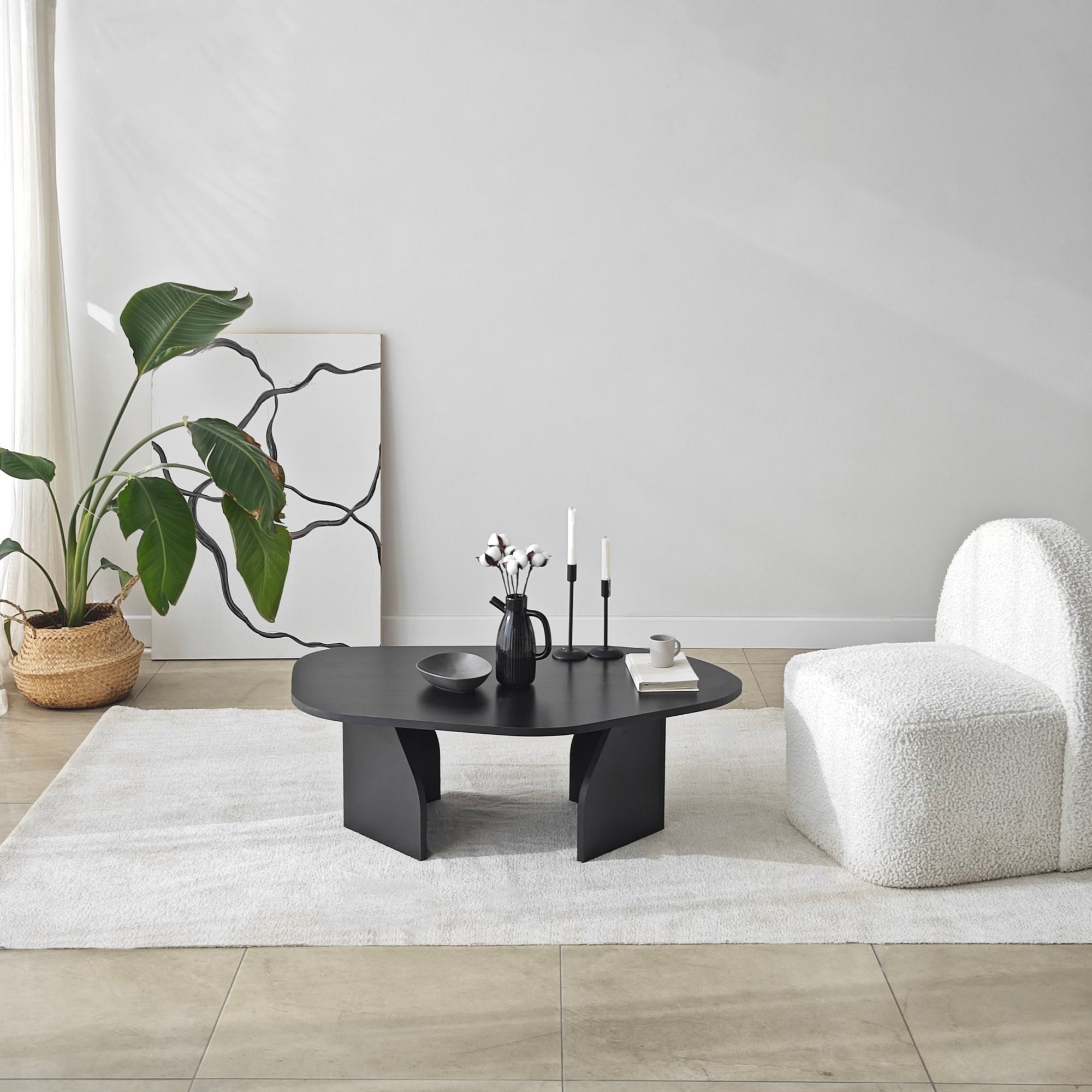 Masuta de cafea, Hanah Home, pal melaminat, negru, 105x65x35 cm — imaginea 9