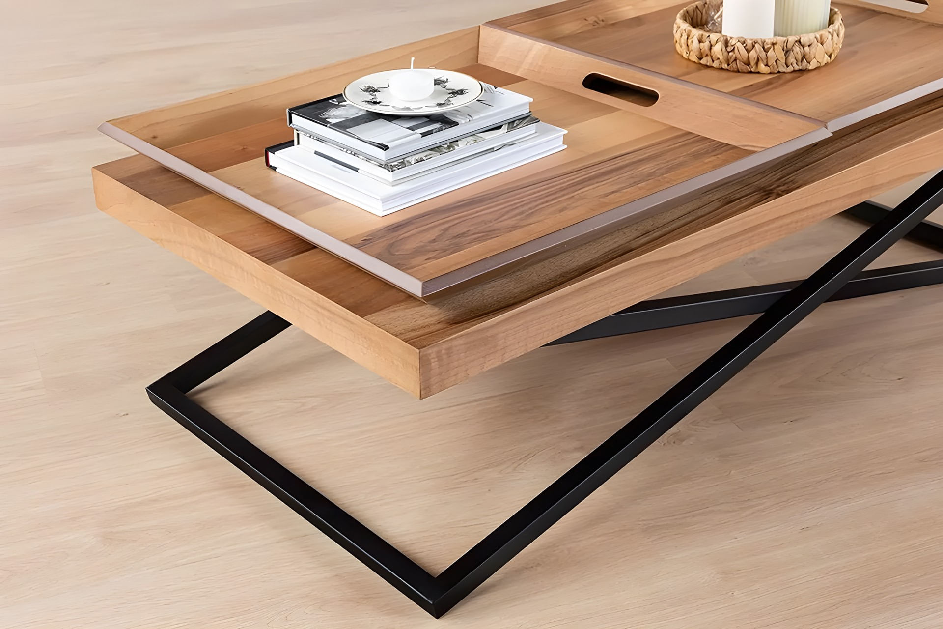 Masuta de cafea, Hanah Home, mdf, nuc, 120x60x42 cm — imaginea 5