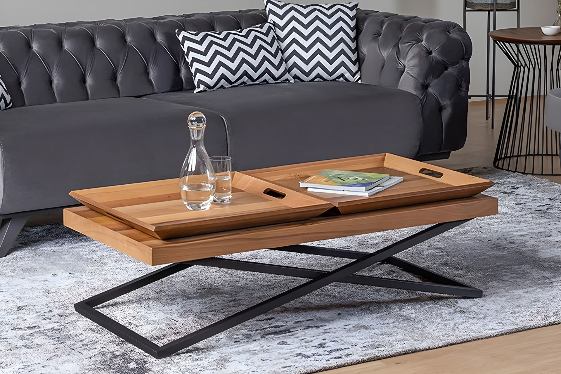 Masuta de cafea, Hanah Home, mdf, nuc, 120x60x42 cm — imaginea 8