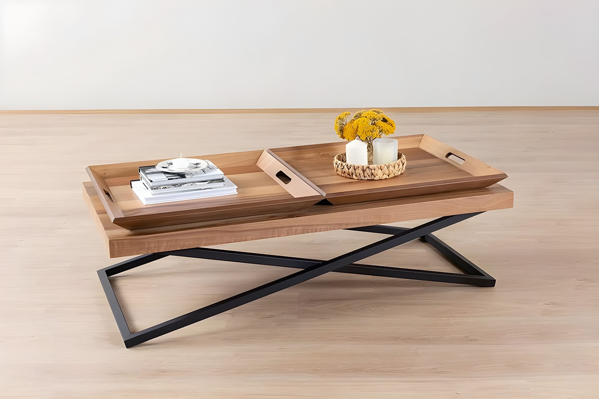 Masuta de cafea, Hanah Home, mdf, nuc, 120x60x42 cm — imaginea 11