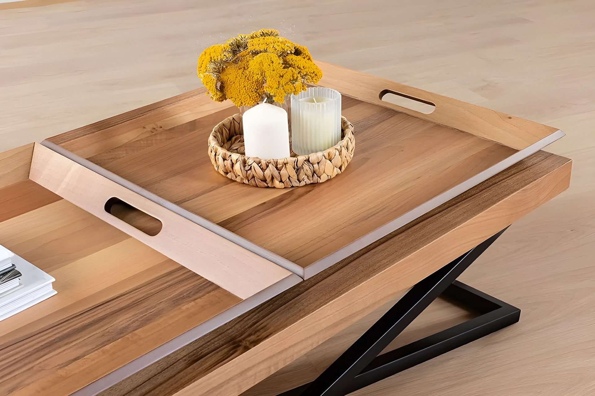 Masuta de cafea, Hanah Home, mdf, nuc, 120x60x42 cm — imaginea 12