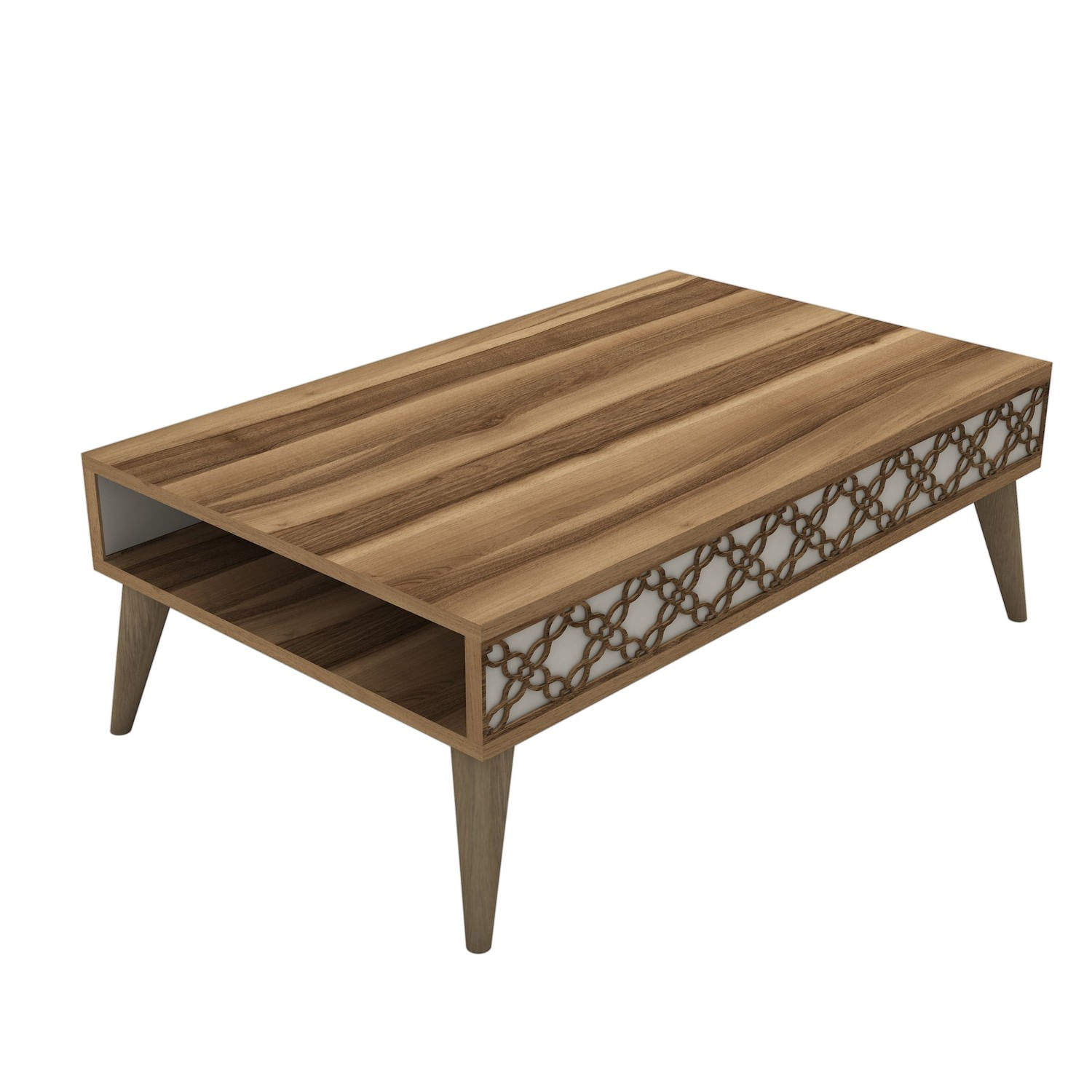 Masuta de cafea, Hanah Home, pal melaminat, nuc si crem, 105x60x36.6 cm — imaginea 3
