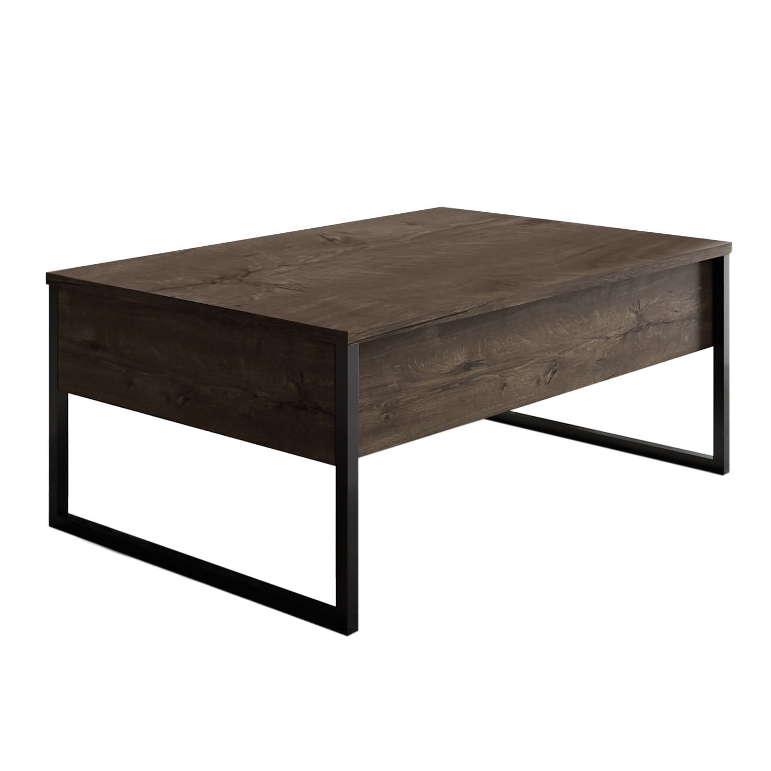 Masuta de cafea, Hanah Home, pal melaminat, nuc si negru, 90x60x40 cm — imaginea 2